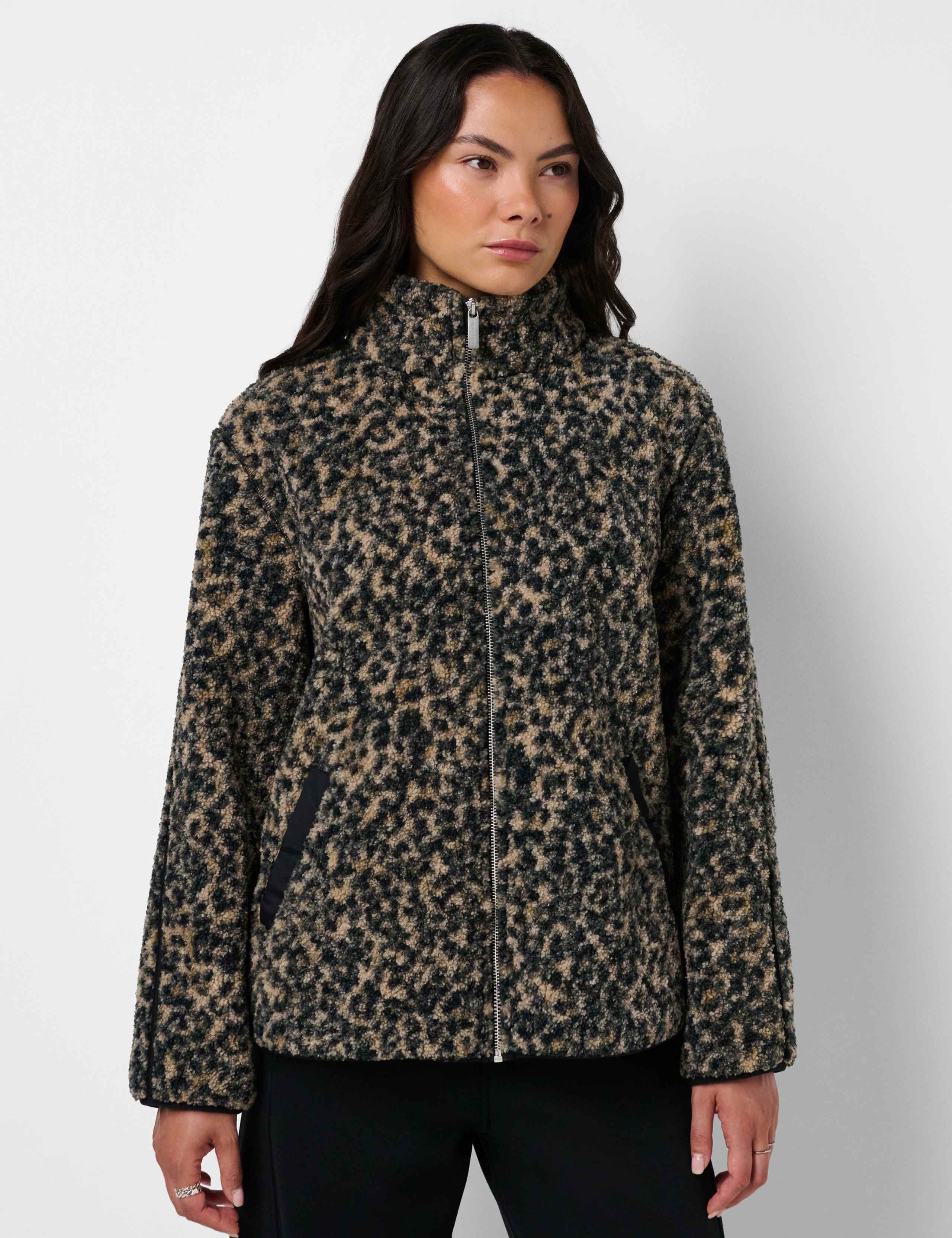 Fleece Printed Zip Up Jacket