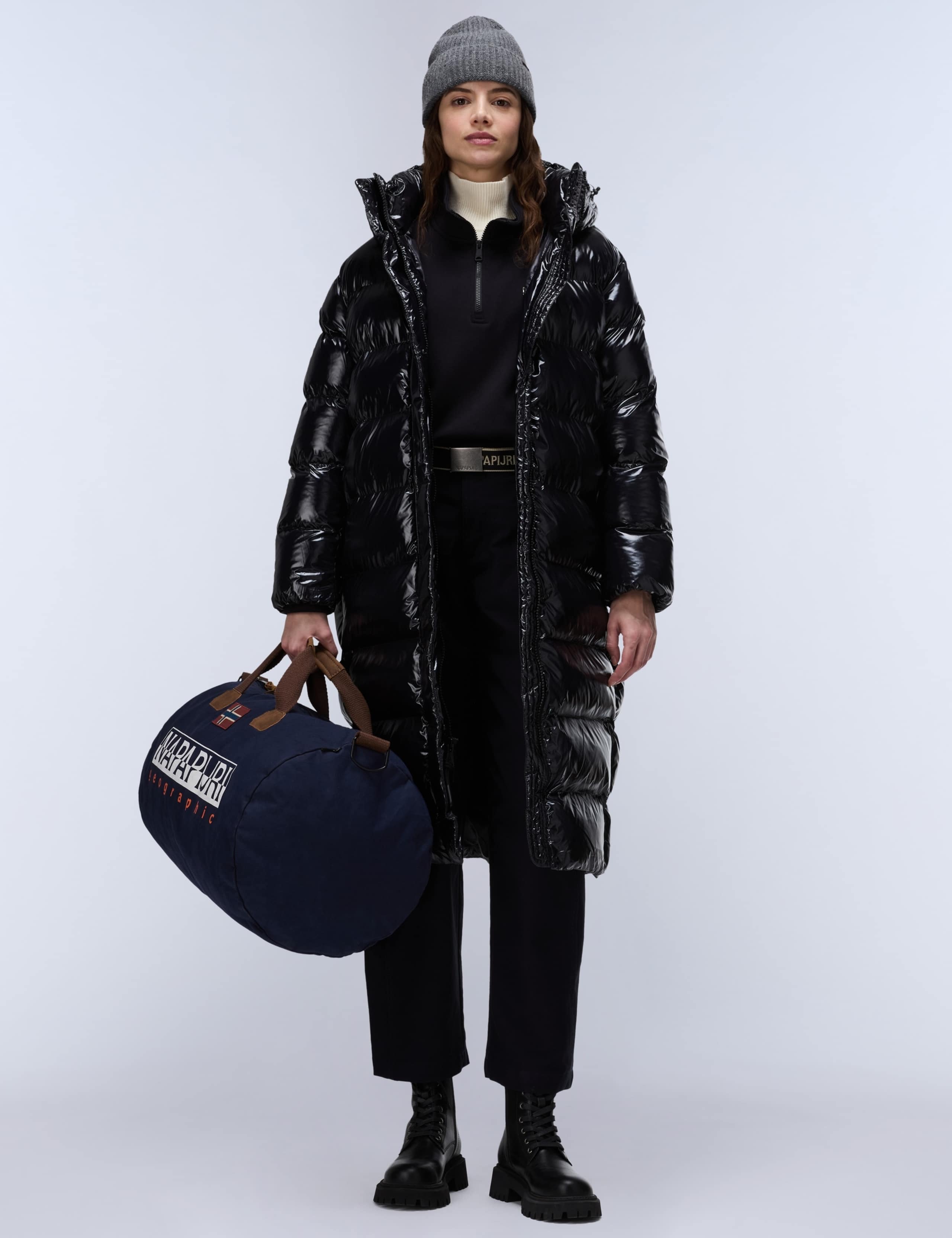 Glane High Shine Hooded Longline Puffer Coat