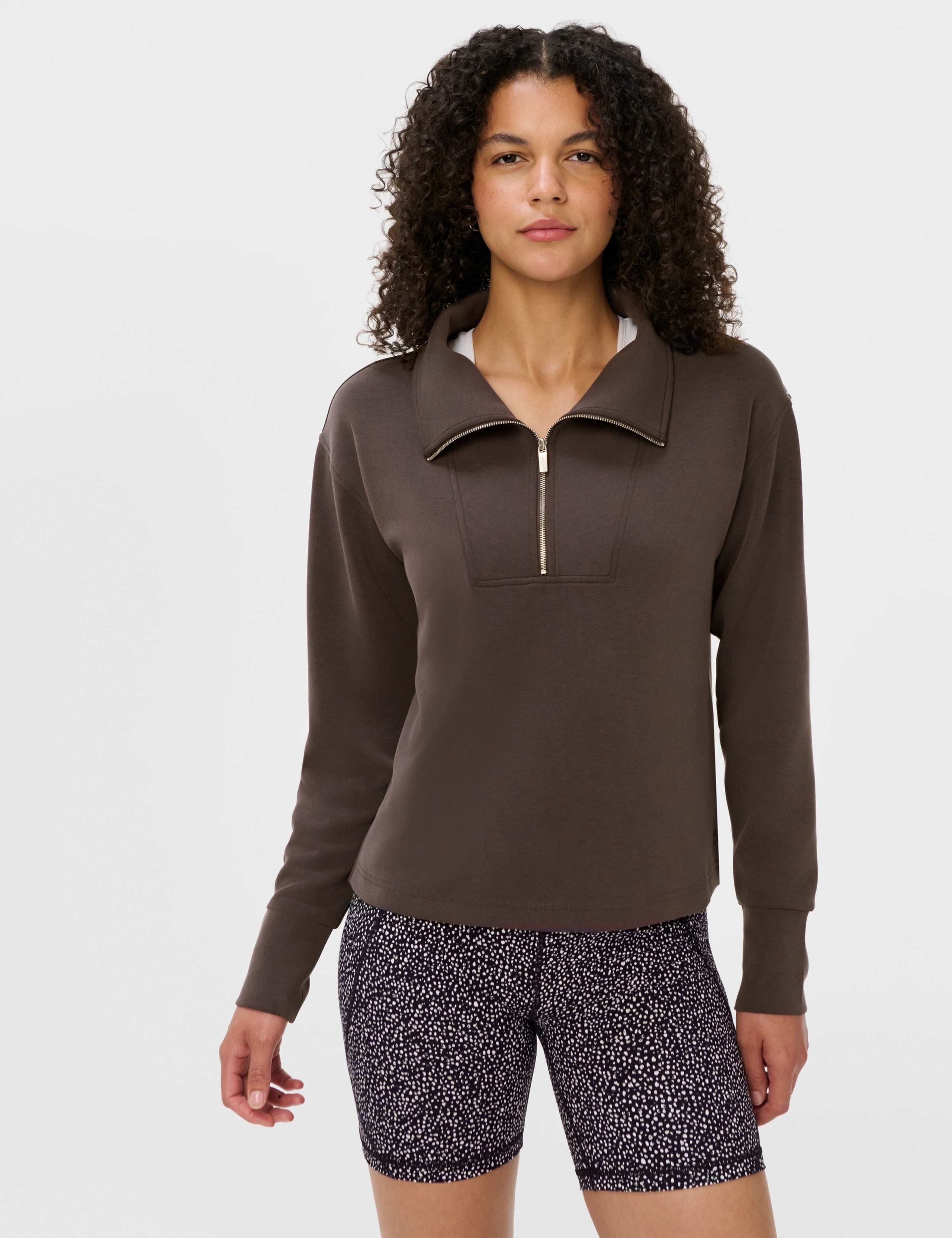 Sand Wash Half Zip Crop Sweatshirt