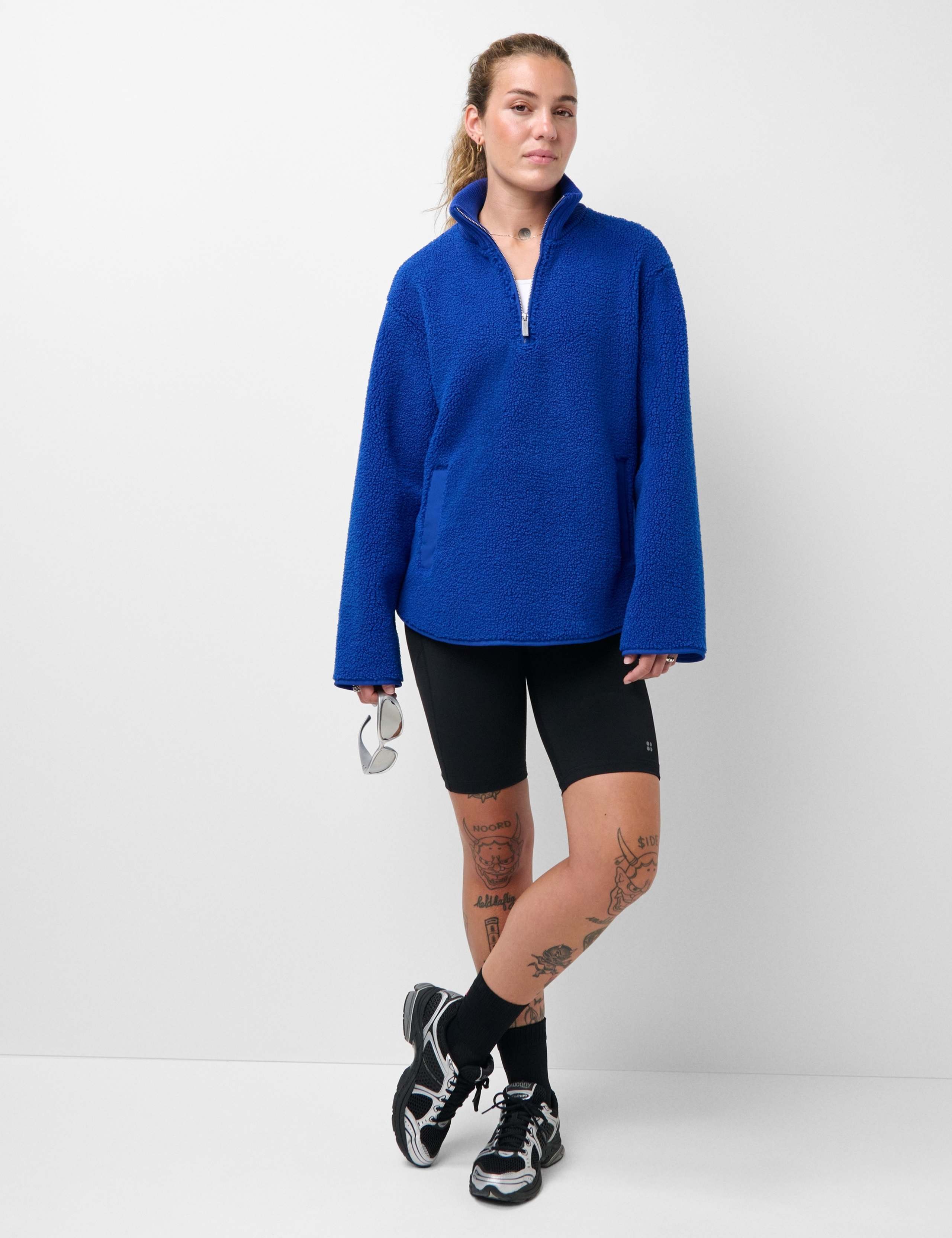 Plush Half Zip Funnel Neck Fleece Jacket
