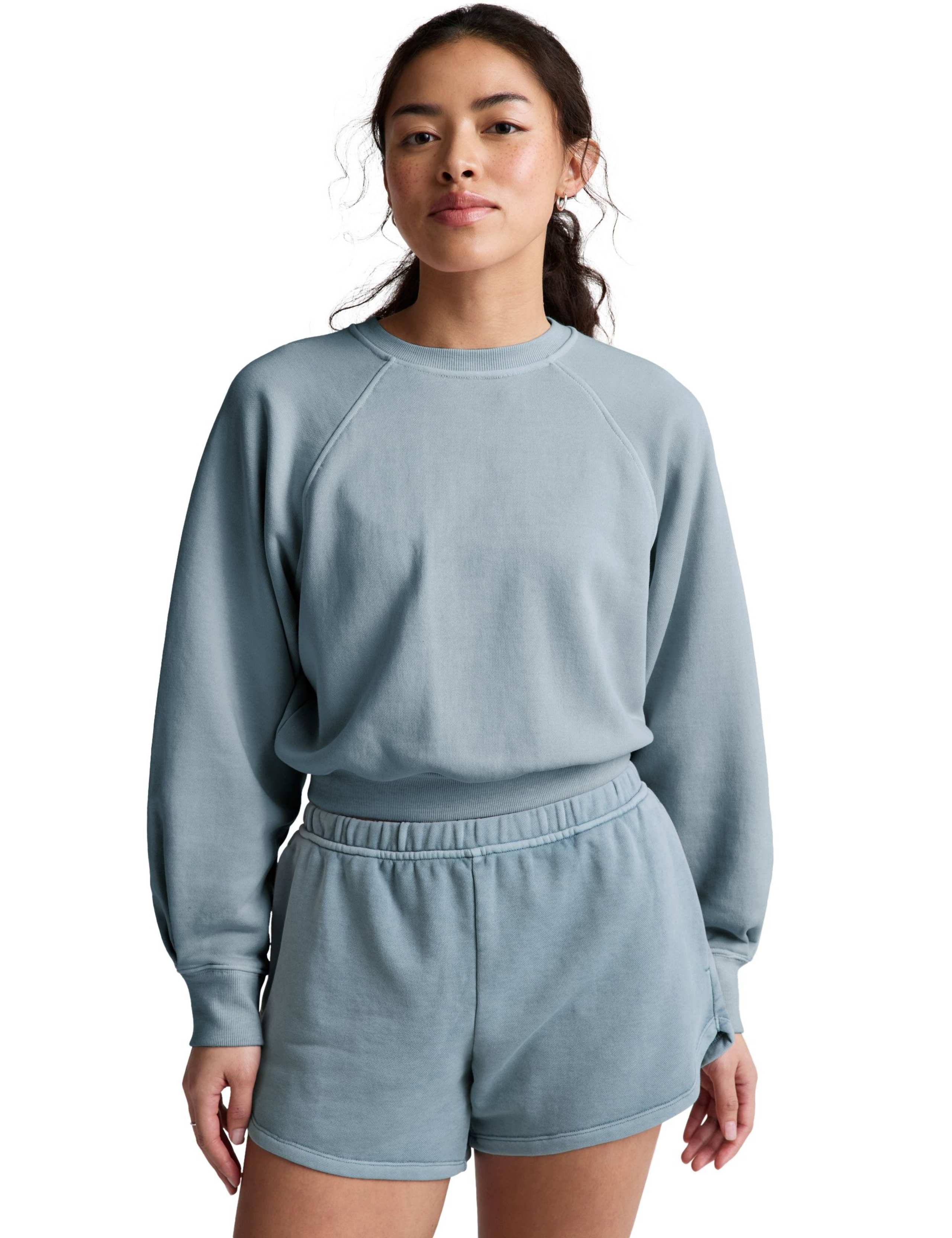 Relaxed Fit Cropped Crew Neck Sweatshirt
