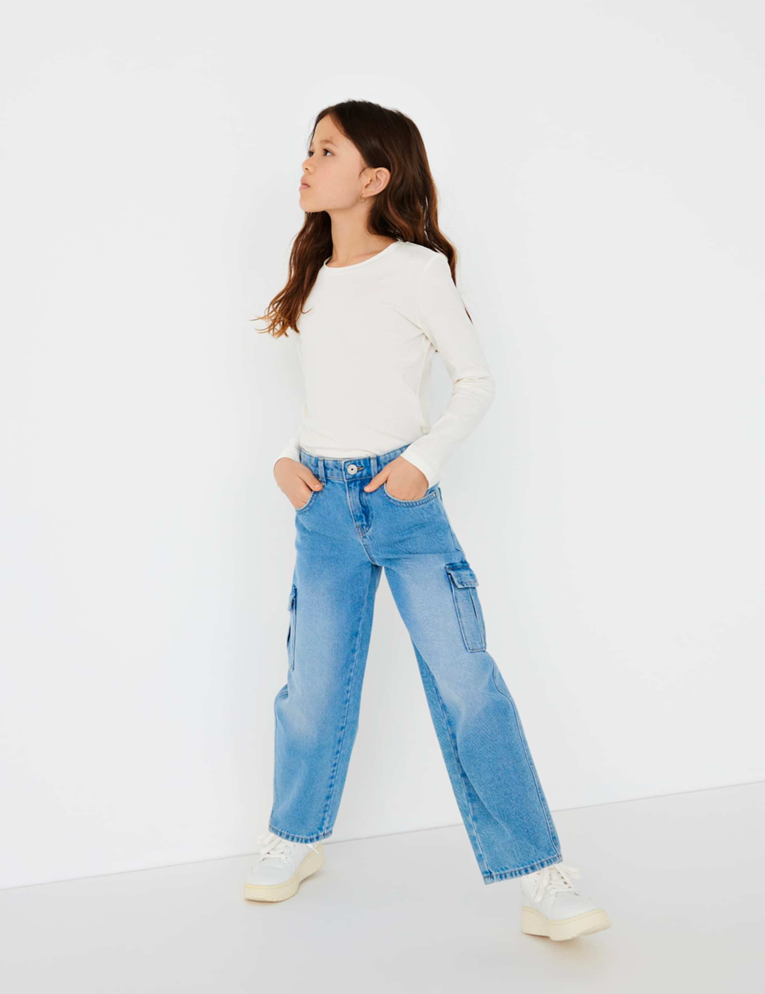 Regular Denim Cargo Jeans (8-14 Yrs)
