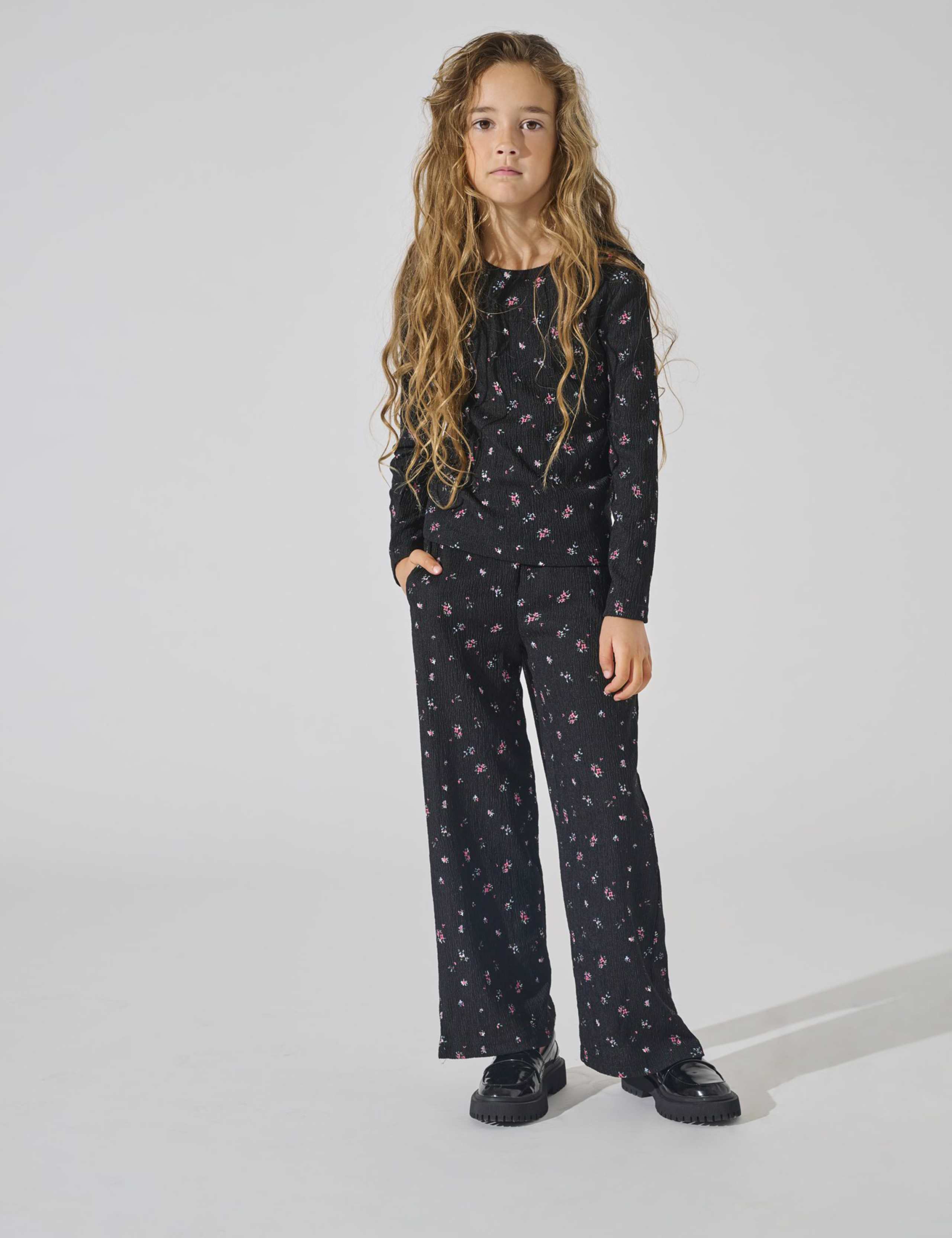 Textured Floral Long Sleeve Top (7-14 Yrs)