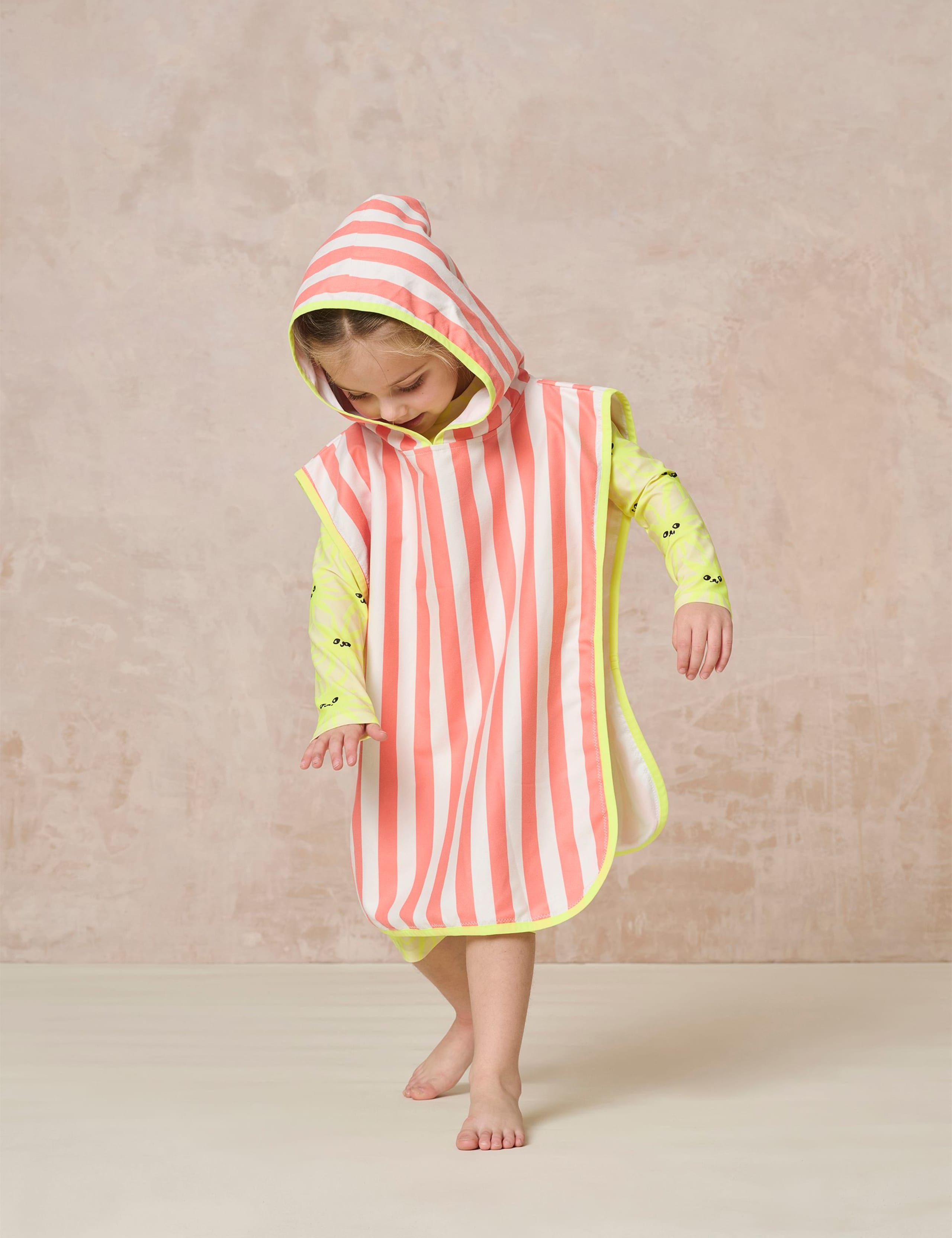 Striped Hooded Towelling Poncho (2-8 Yrs)