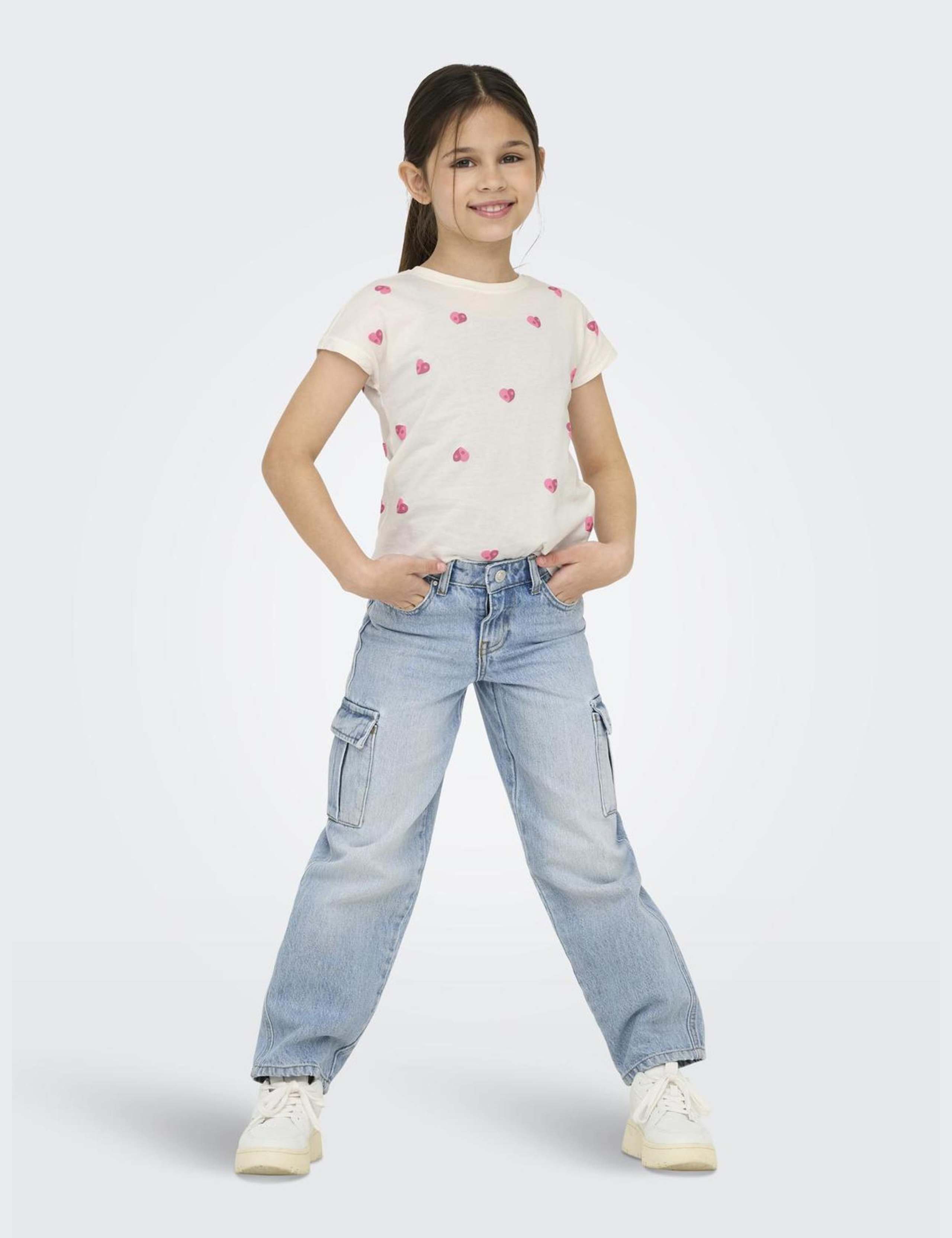 Pure Cotton Hearts Embroidered T-Shirt (7-14 Yrs)