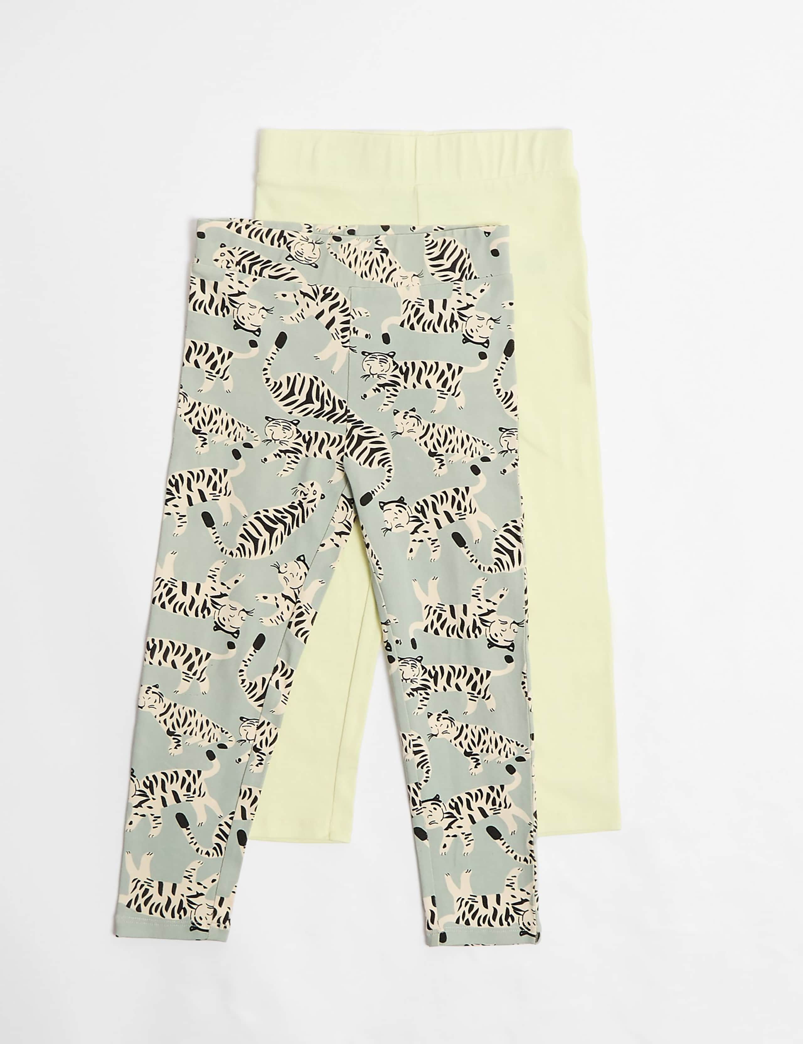 2pk Cotton Rich Tiger Print Leggings (2-8 Yrs)