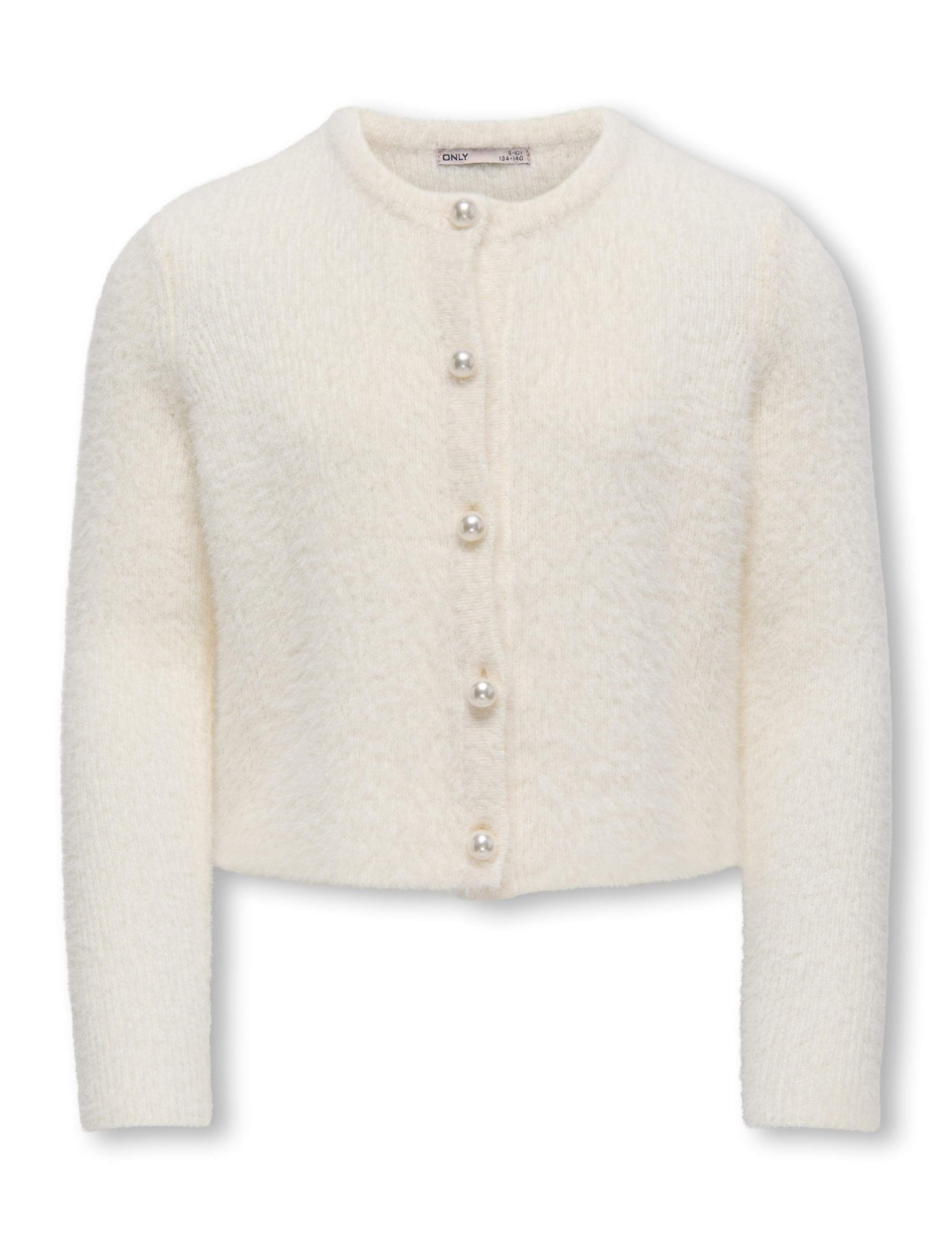 Fluffy Knitted Pearl Button Cardigan (7-14 Yrs)