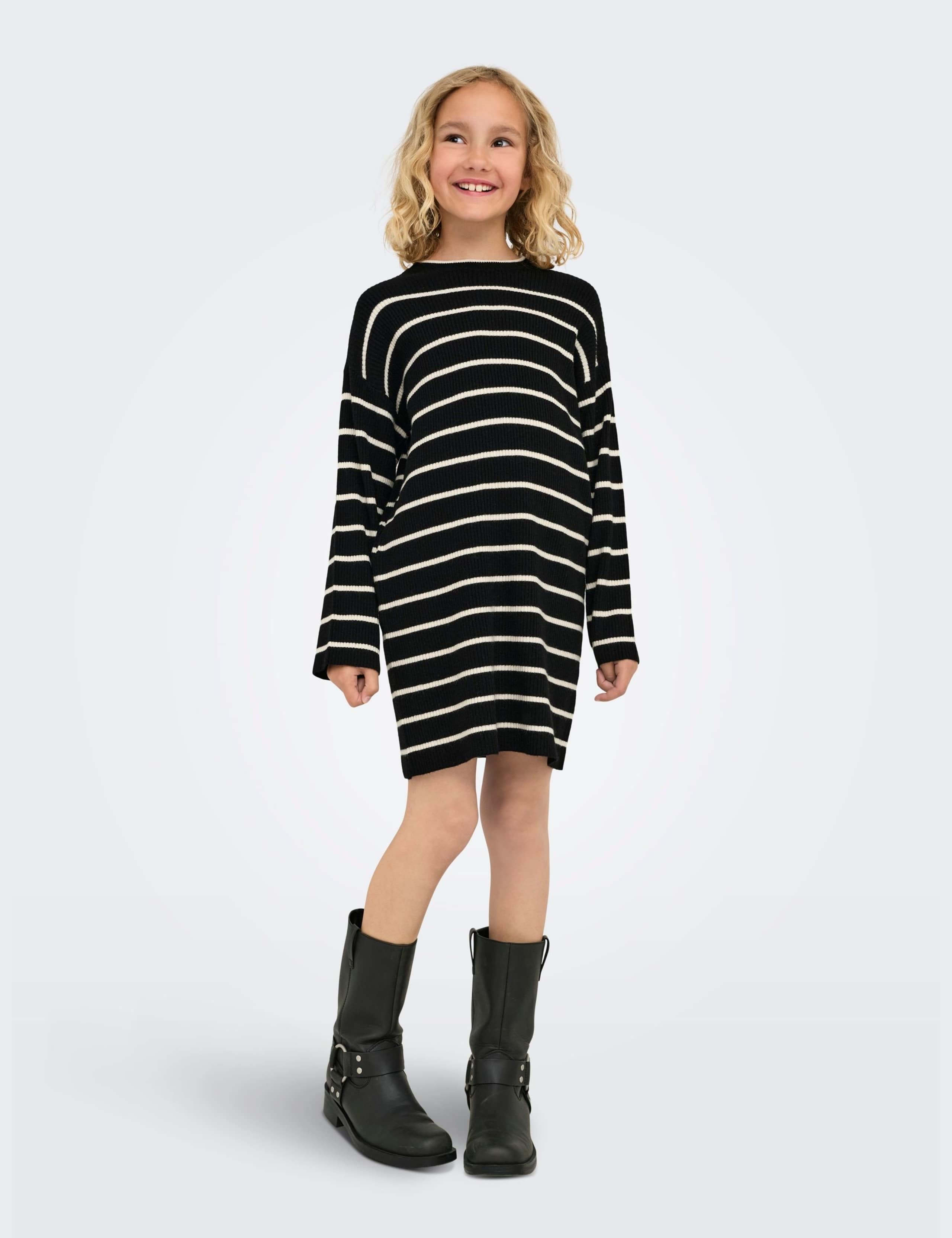 Striped Ribbed Knitted Jumper Dress (7-14 Yrs)
