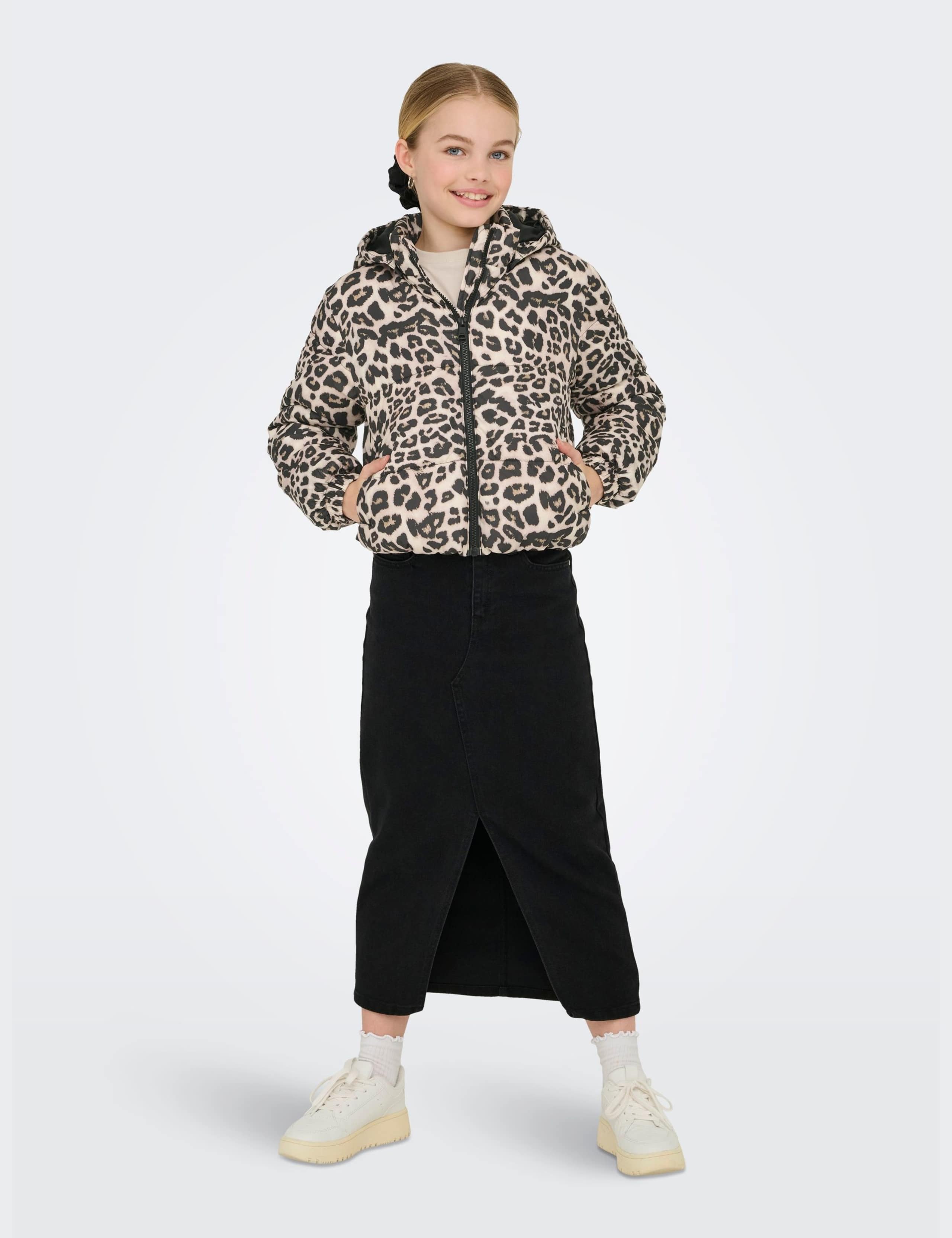 Animal Print Short Puffer Jacket (8-14 Yrs)