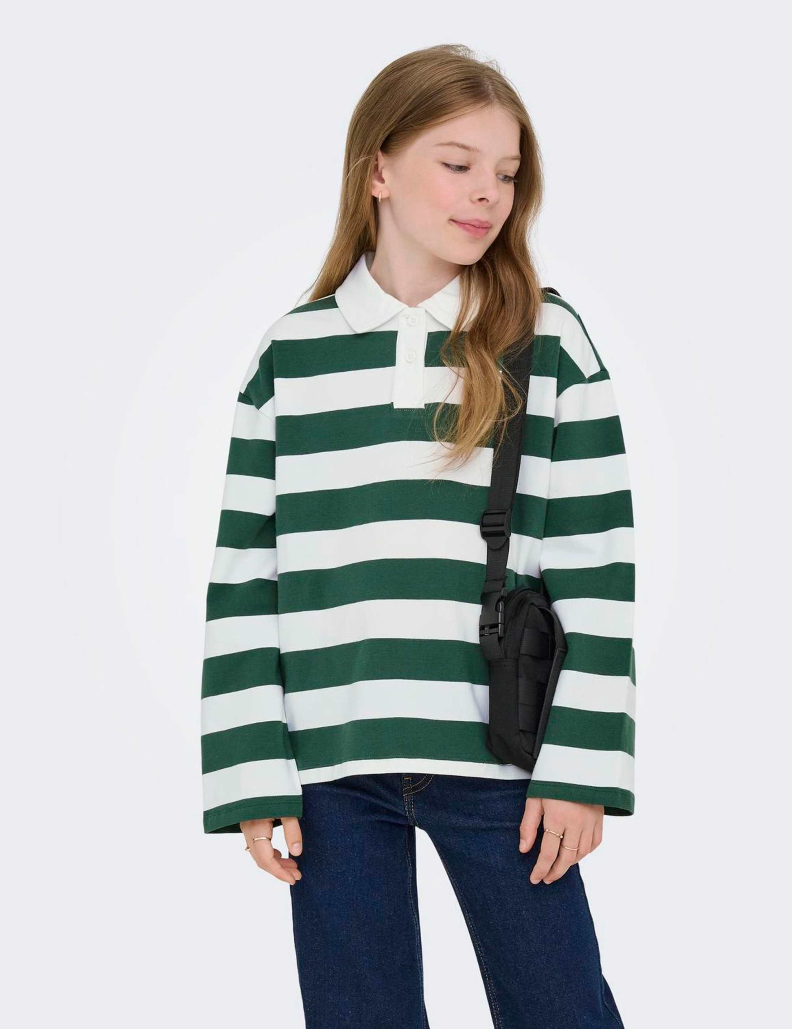 Cotton Rich Striped Boxy Polo Shirt (7-14 Yrs)