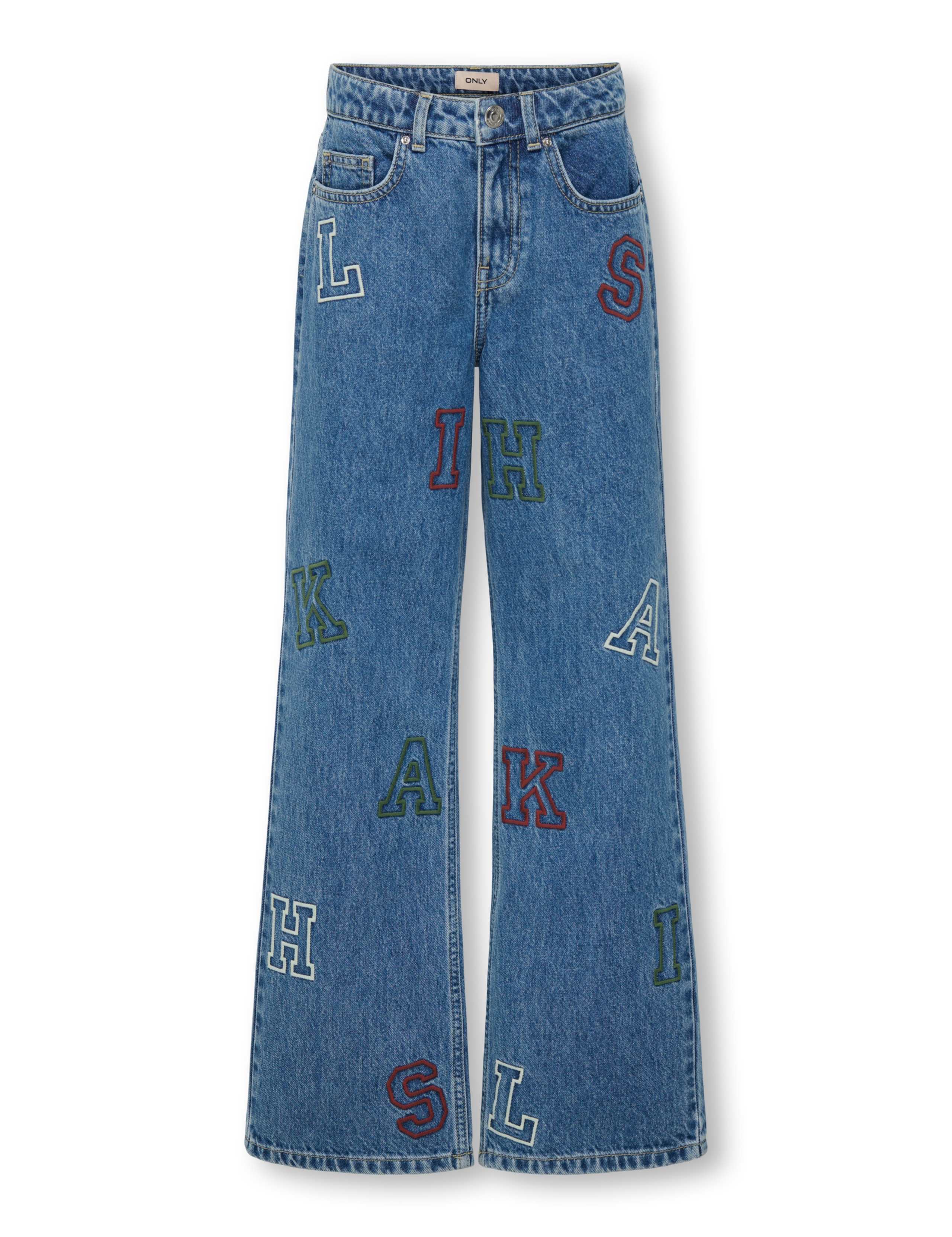 Wide Leg Pure Cotton Embroidered Jeans (8-14 Yrs)
