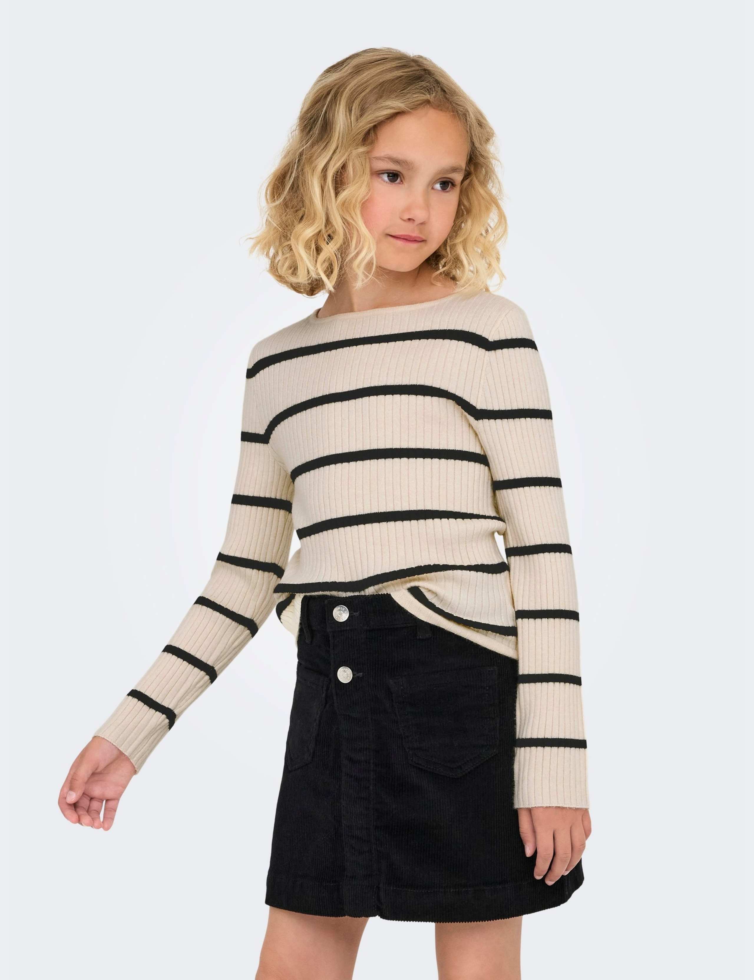 Striped Knitted Ribbed Top (7-14 Yrs)