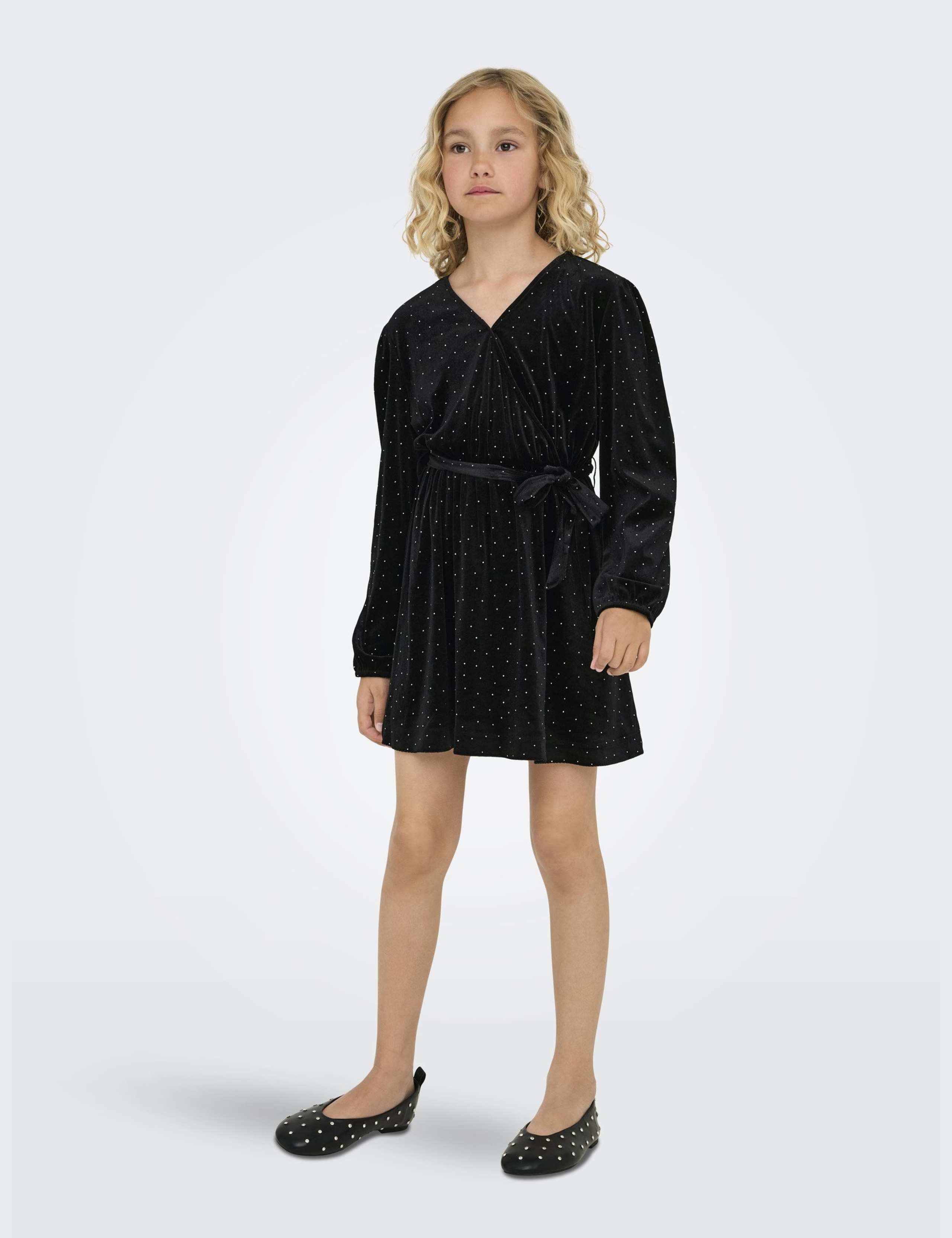 Velvet Embellished Belted Party Dress (7-14 Yrs)