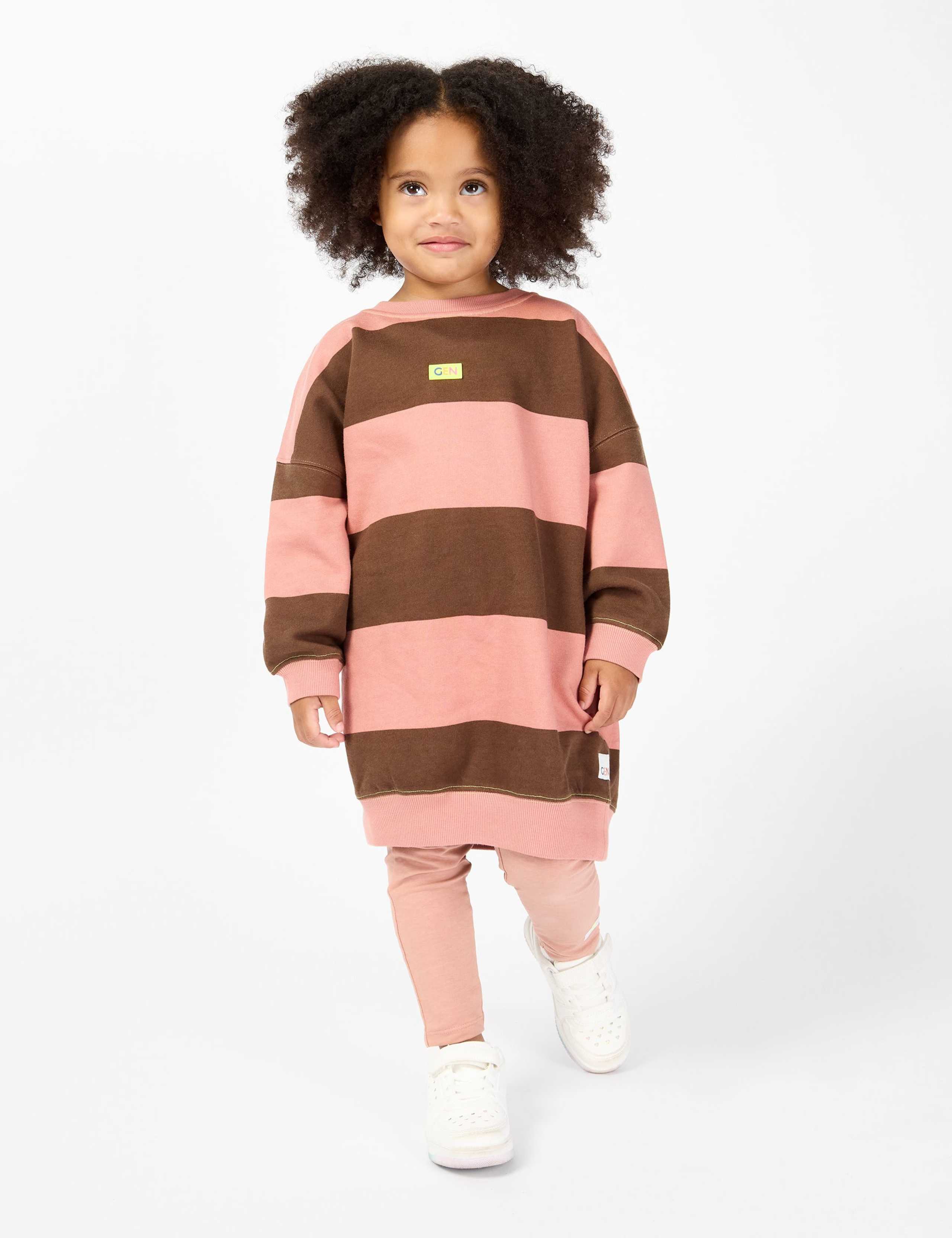 Pure Cotton Striped Sweatshirt Dress (2-8 Yrs)