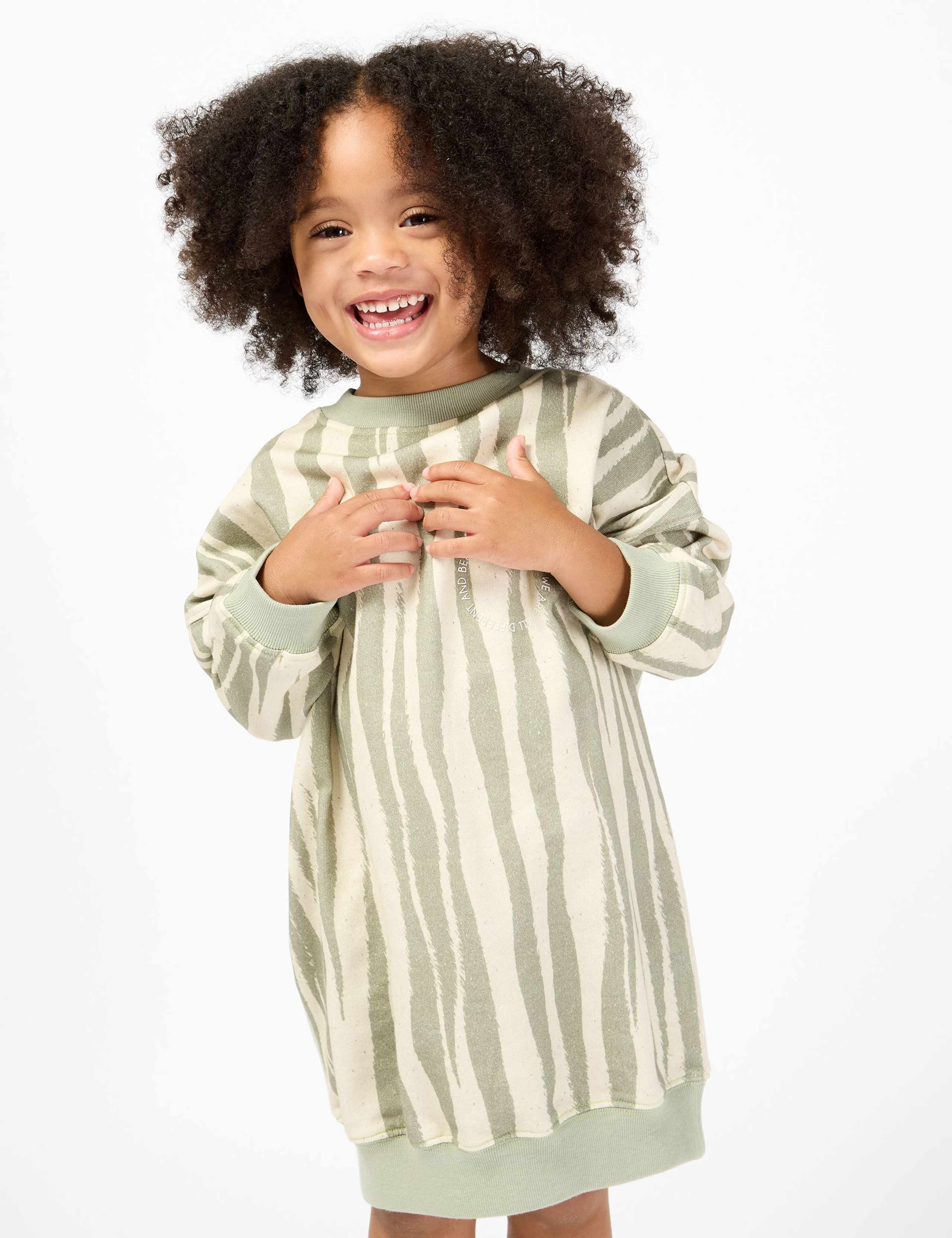 Pure Cotton Tiger Stripe Sweatshirt Dress (2-8 Yrs)