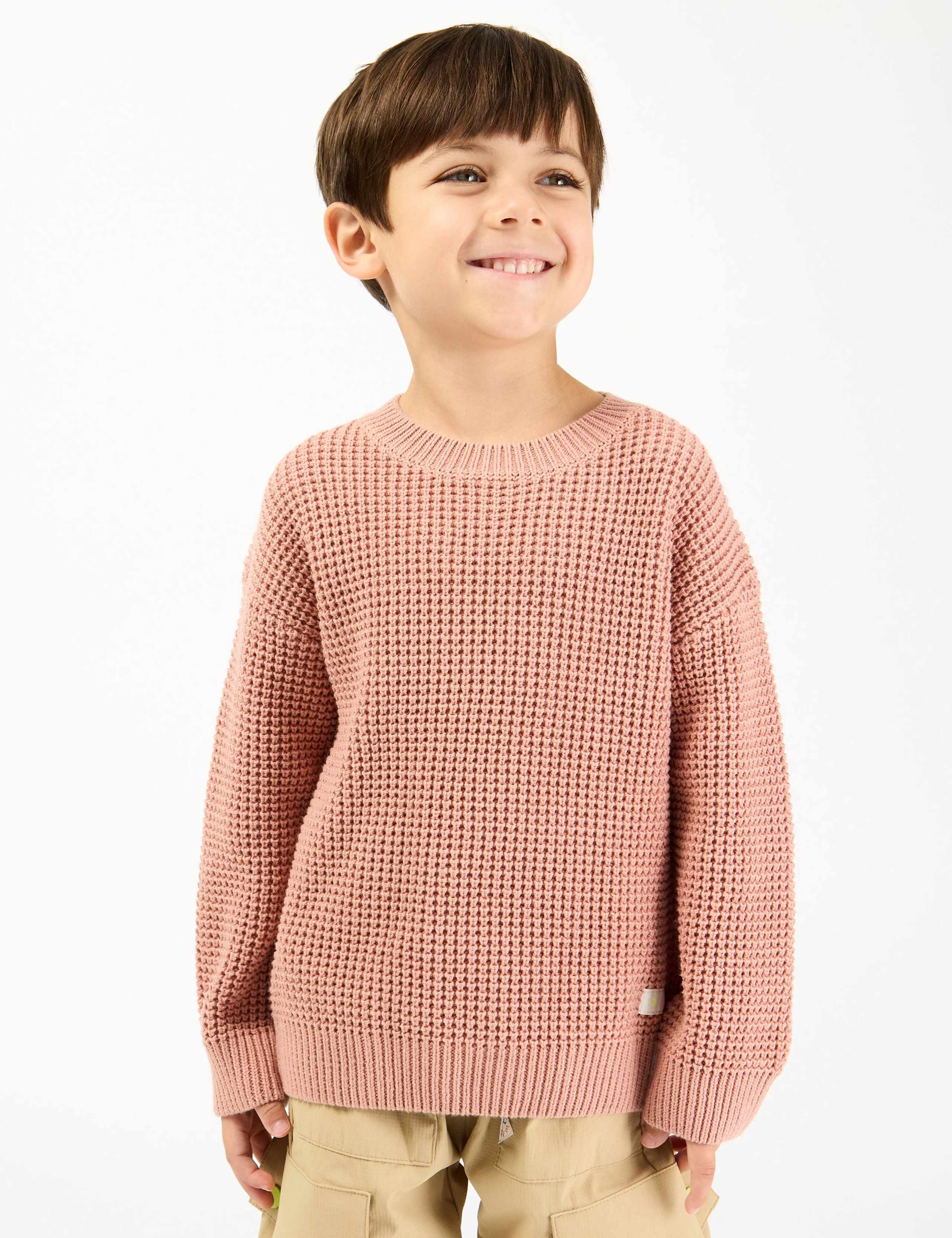 Cotton Rich Slouchy Crew Neck Jumper (2-8 Yrs)