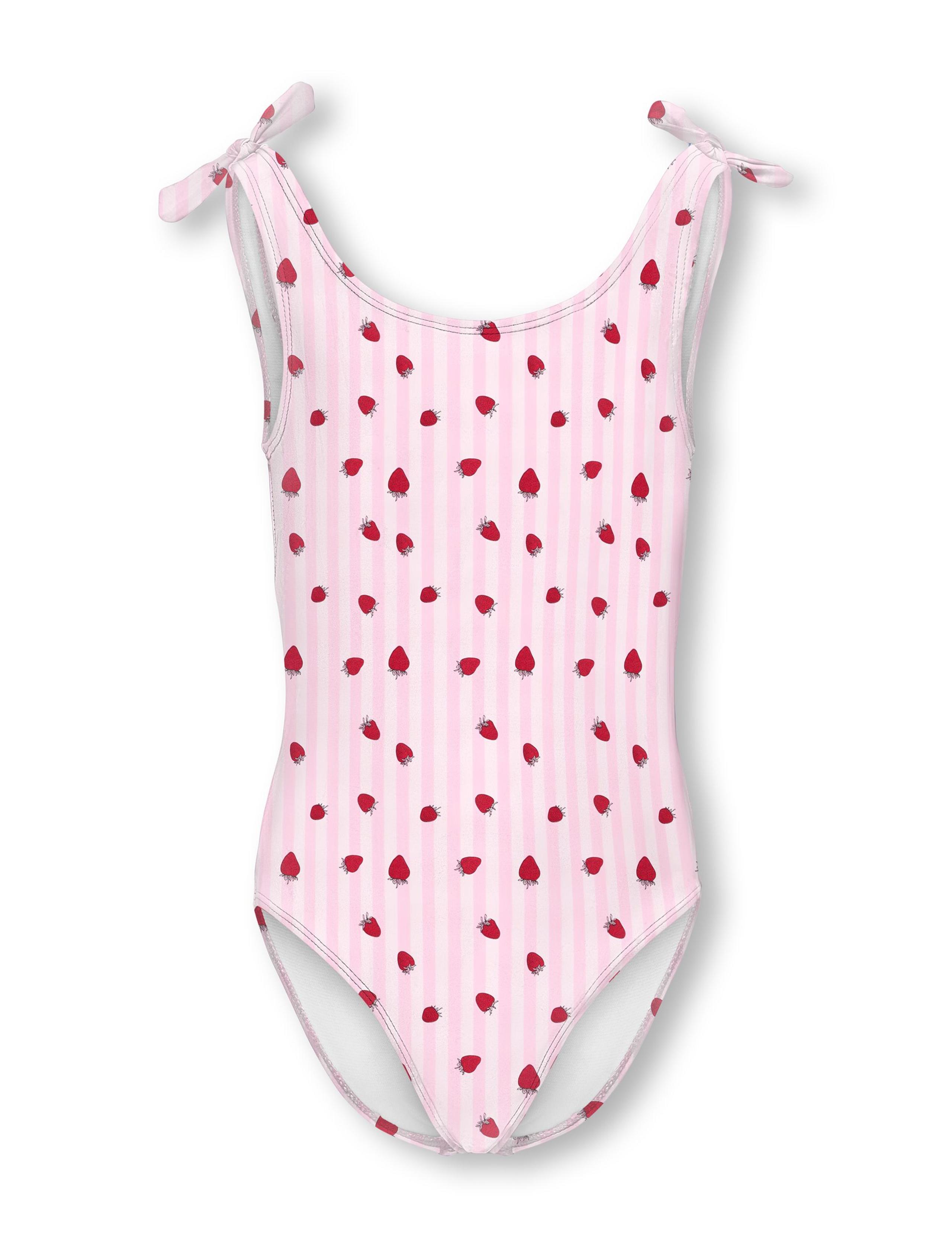 Striped Strawberry Knot Detail Swimsuit (7-14 Yrs)