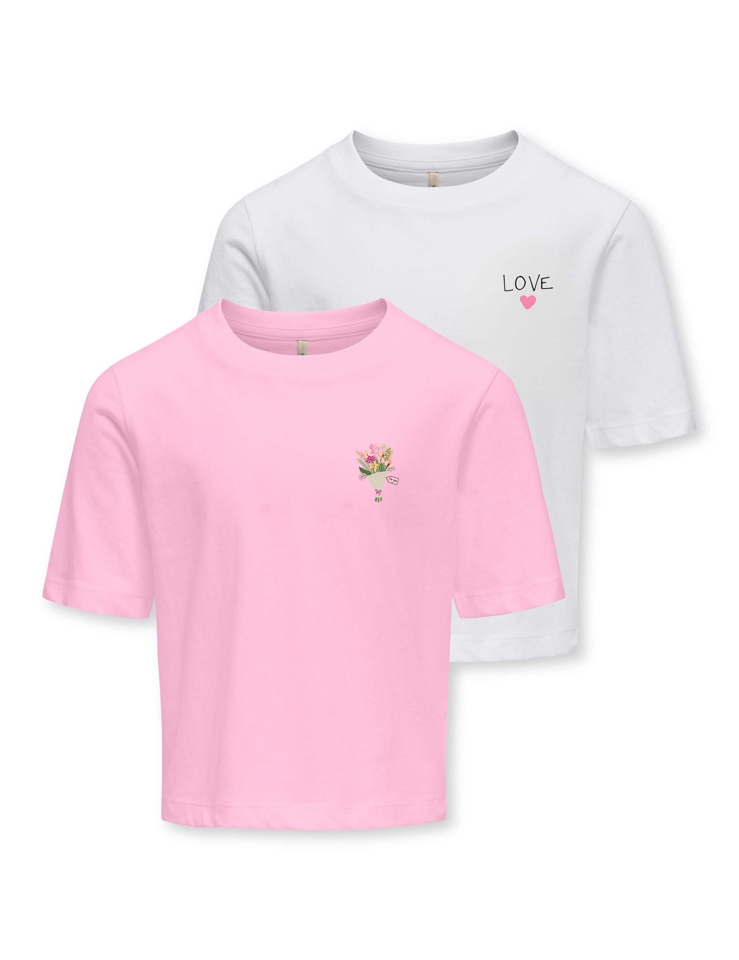 2 Pack Pure Cotton Printed T-Shirts (7-14 Years)