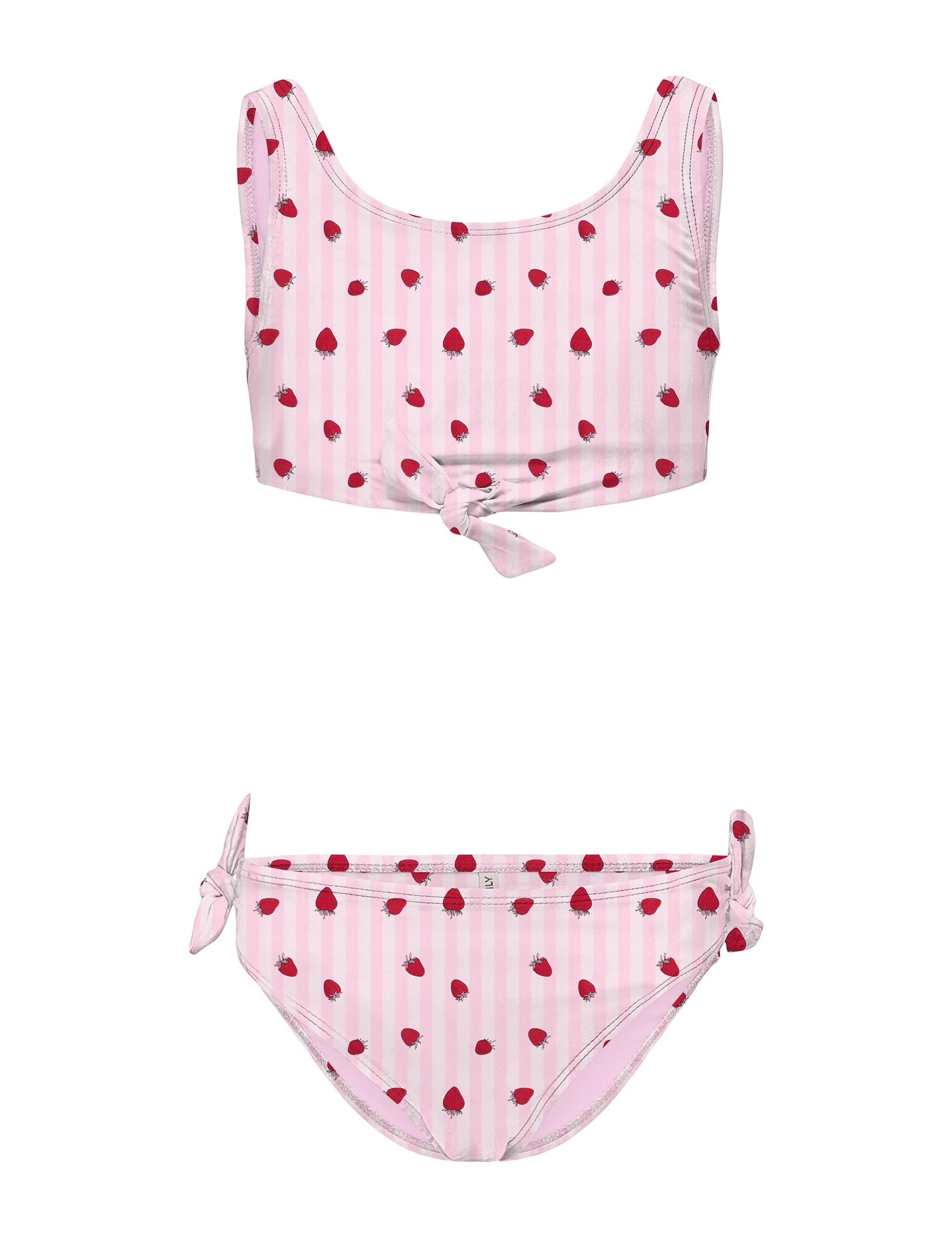 Striped Strawberry Knot Detail Bikini (7-14 Yrs)