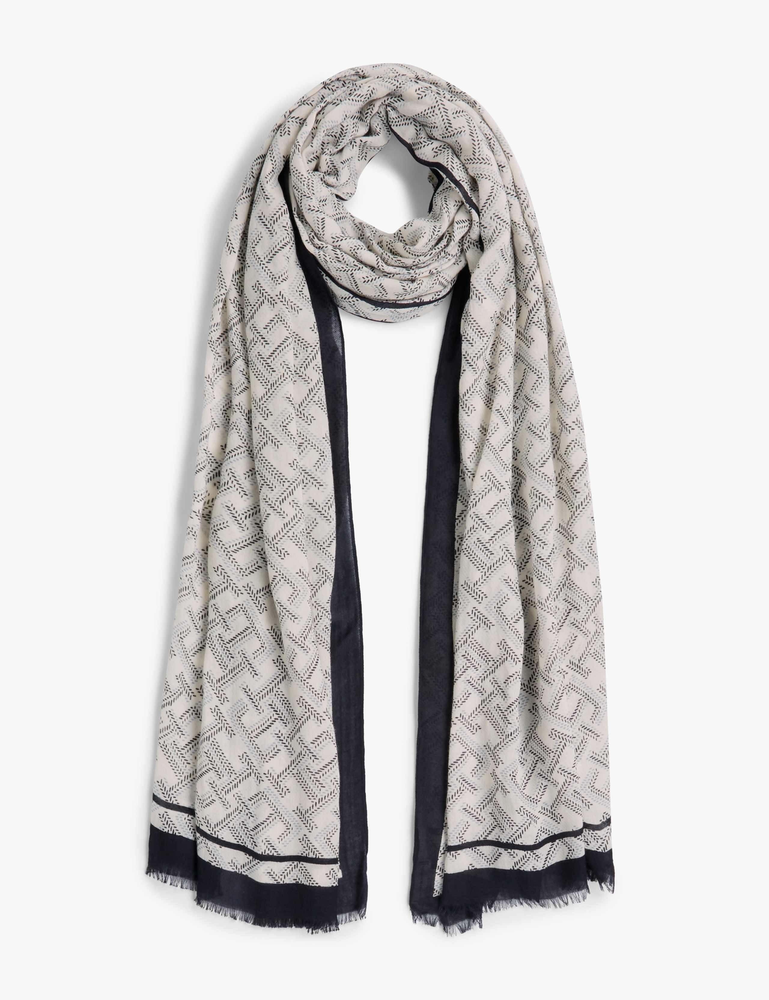 TH Monogram Cotton Modal Printed Scarf