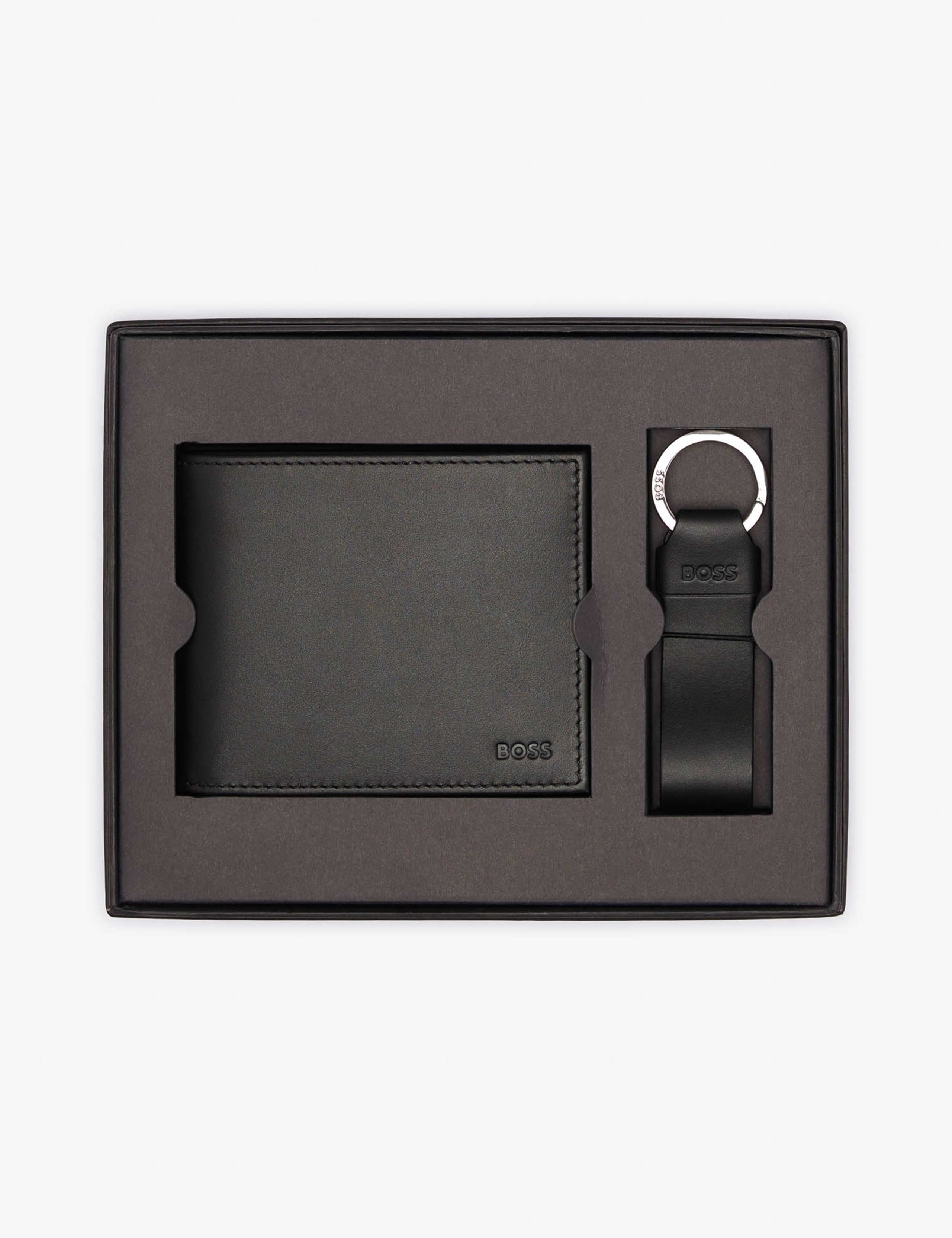 Leather Tri-fold Wallet and Keyring Gift Set