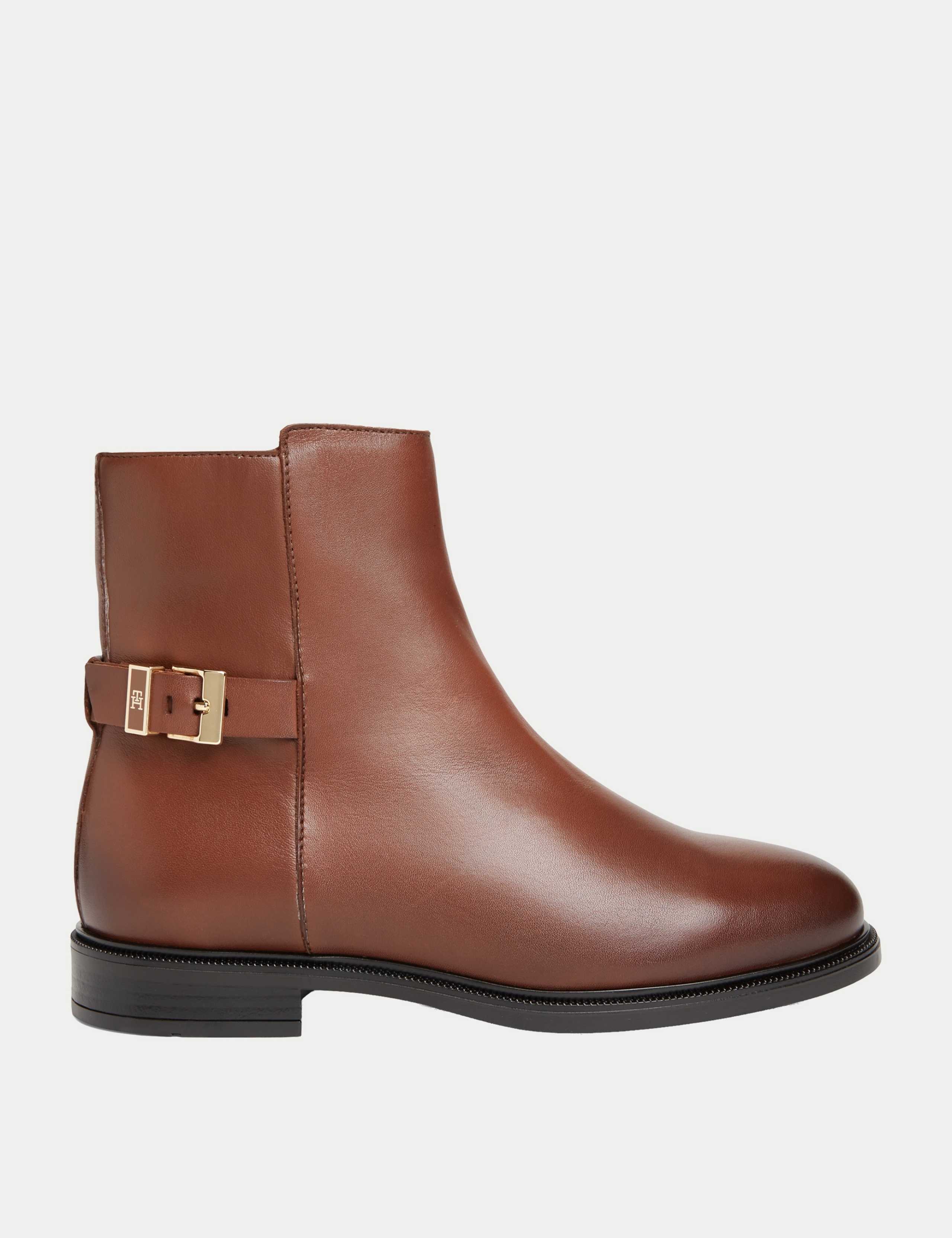 Leather Buckle Ankle Boots