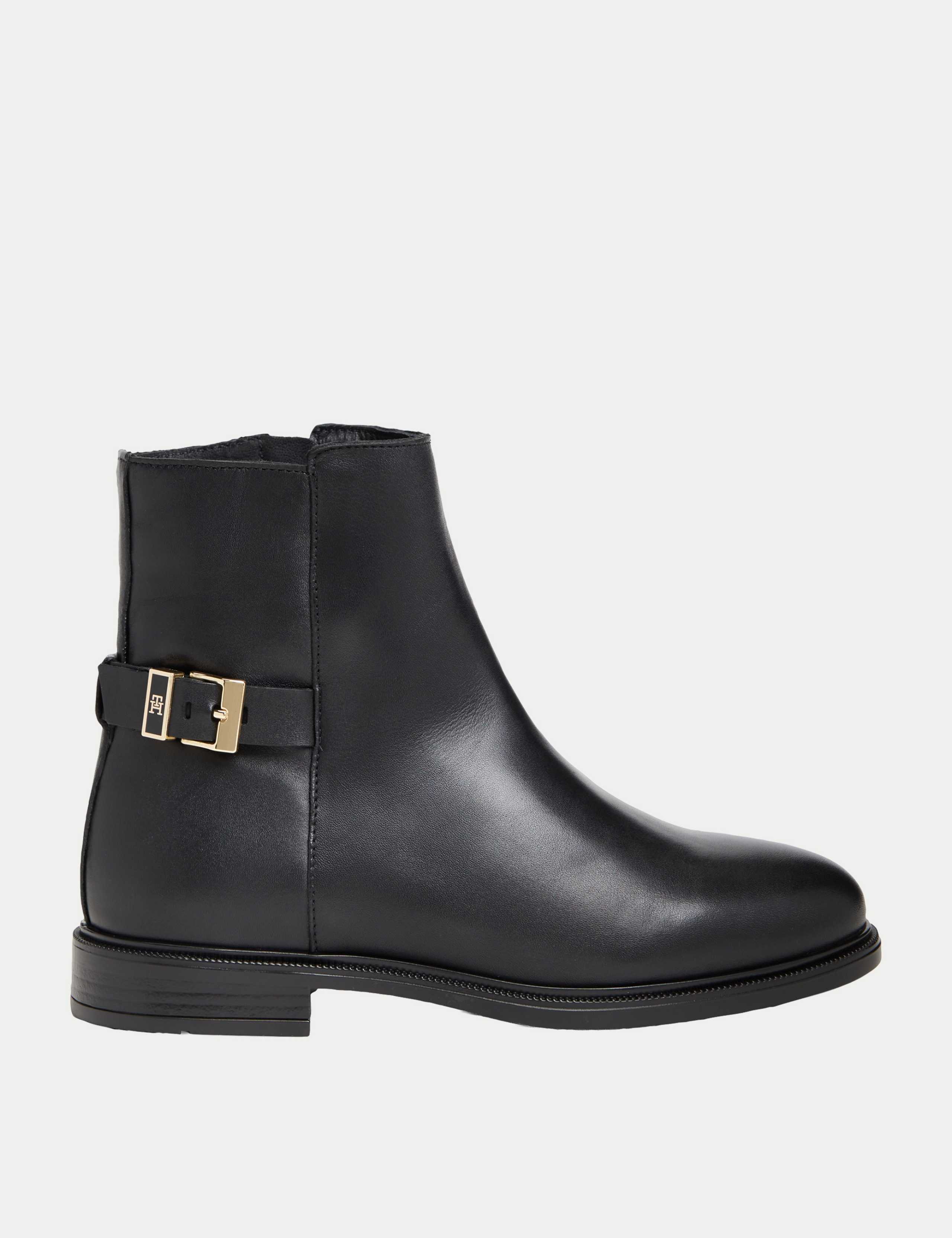 Leather Buckle Ankle Boots