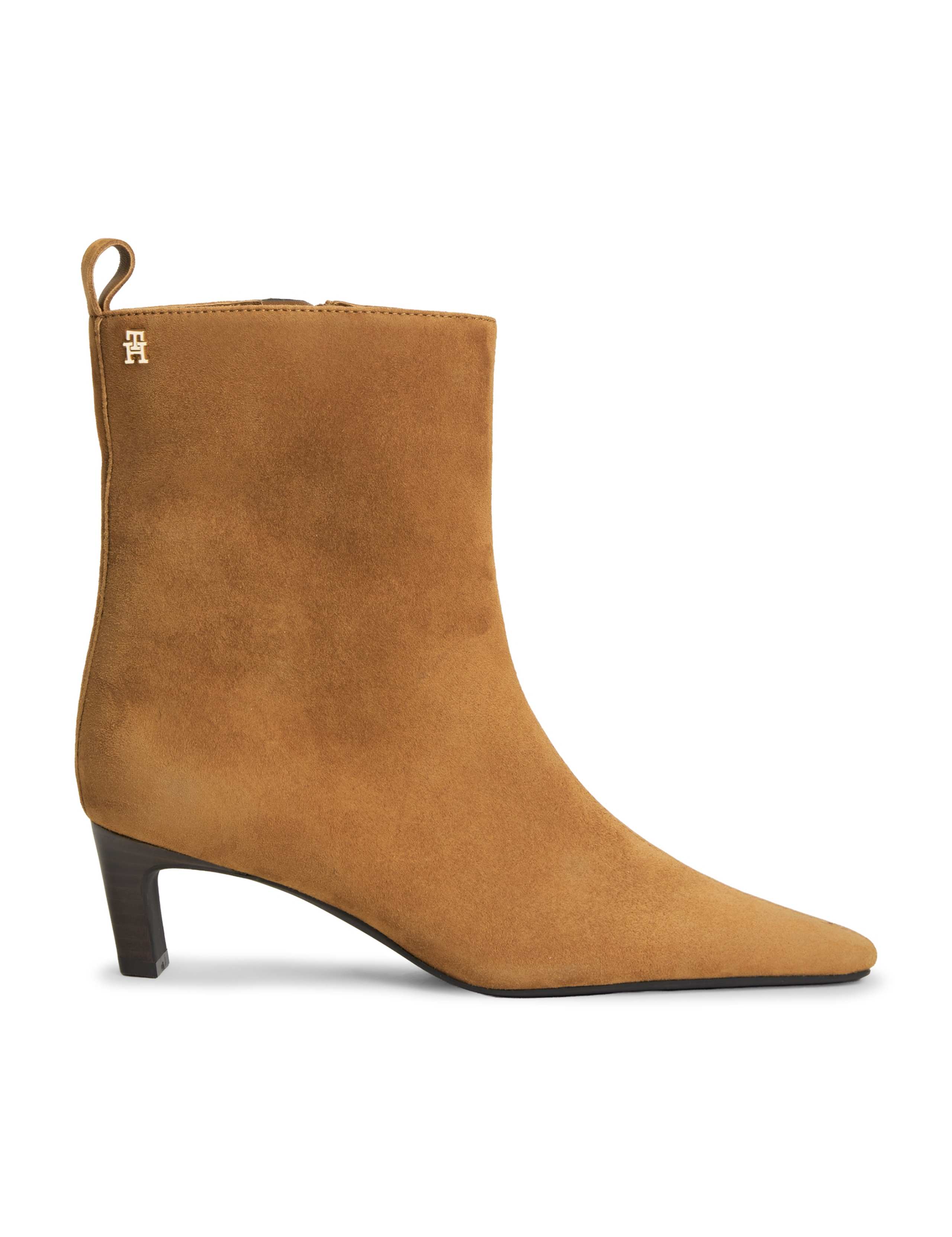 Suede Kitten Heel Chisel Toe Ankle Boots