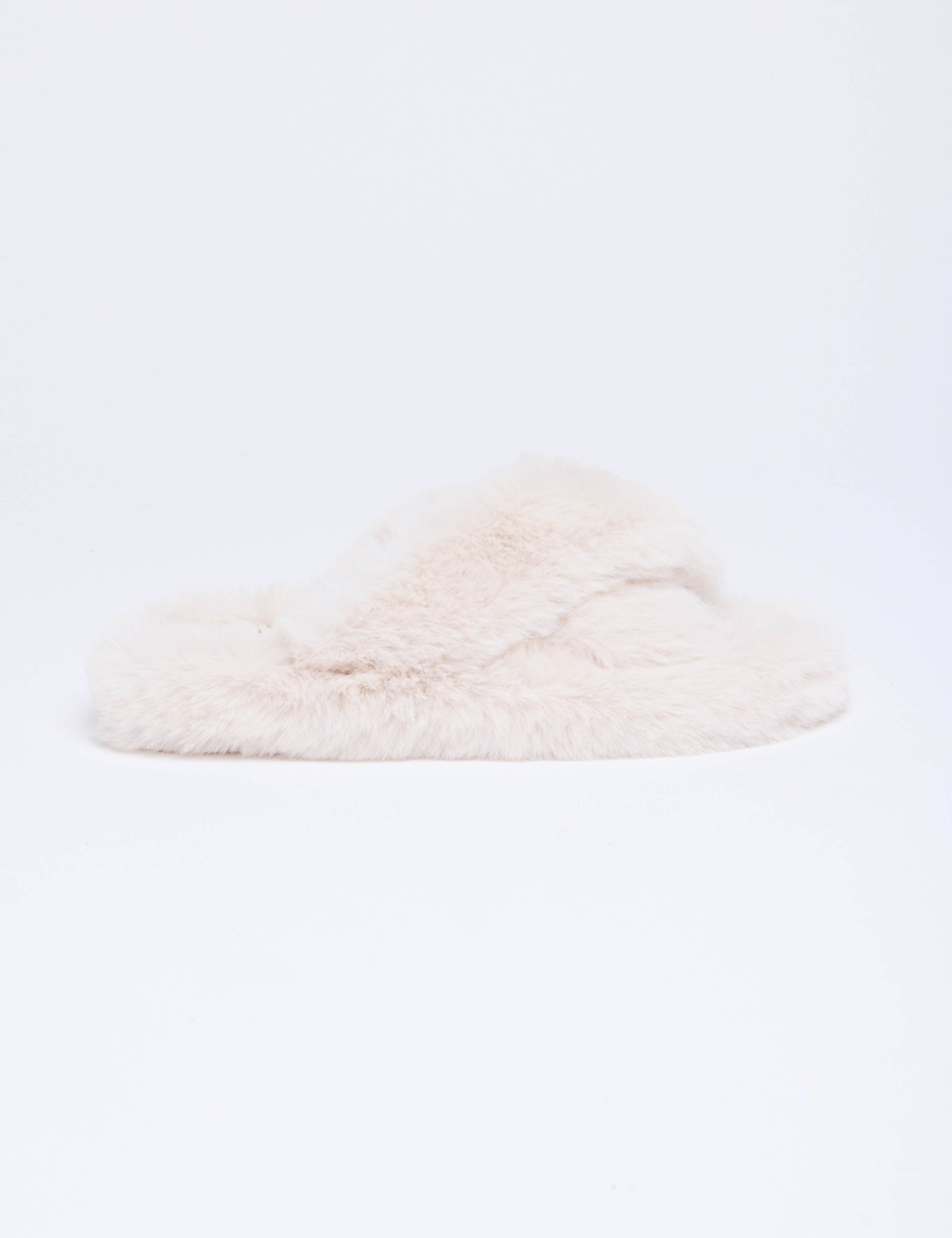 Faux Fur Crossover Slider Slippers