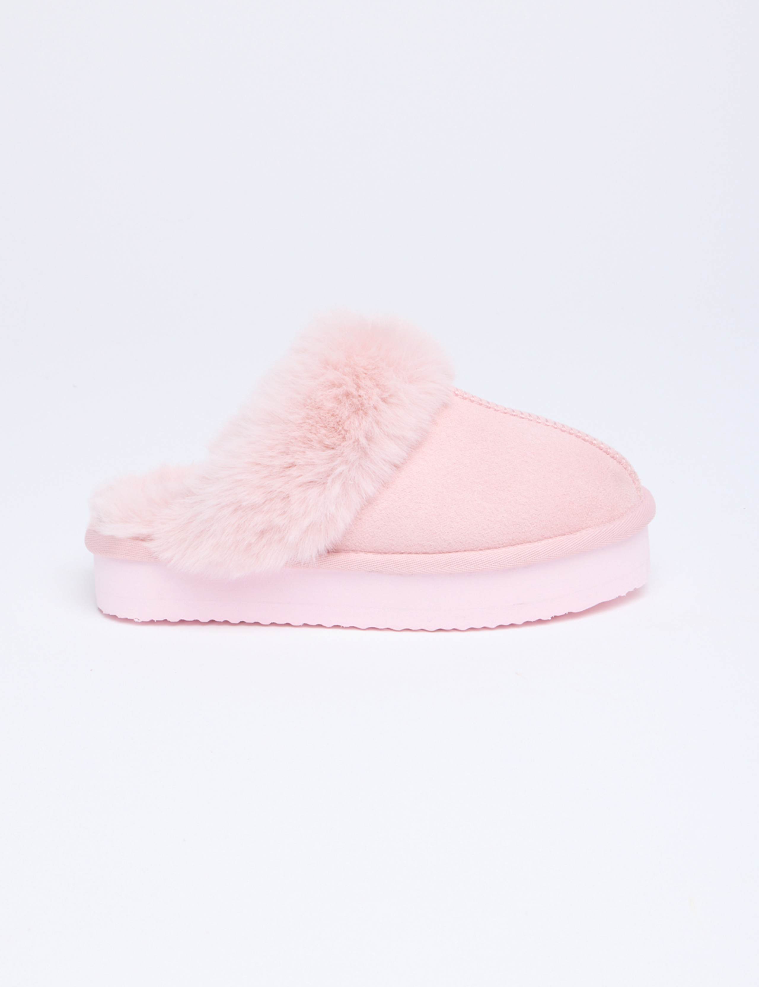 Faux Fur Lined Platform Mule Slippers