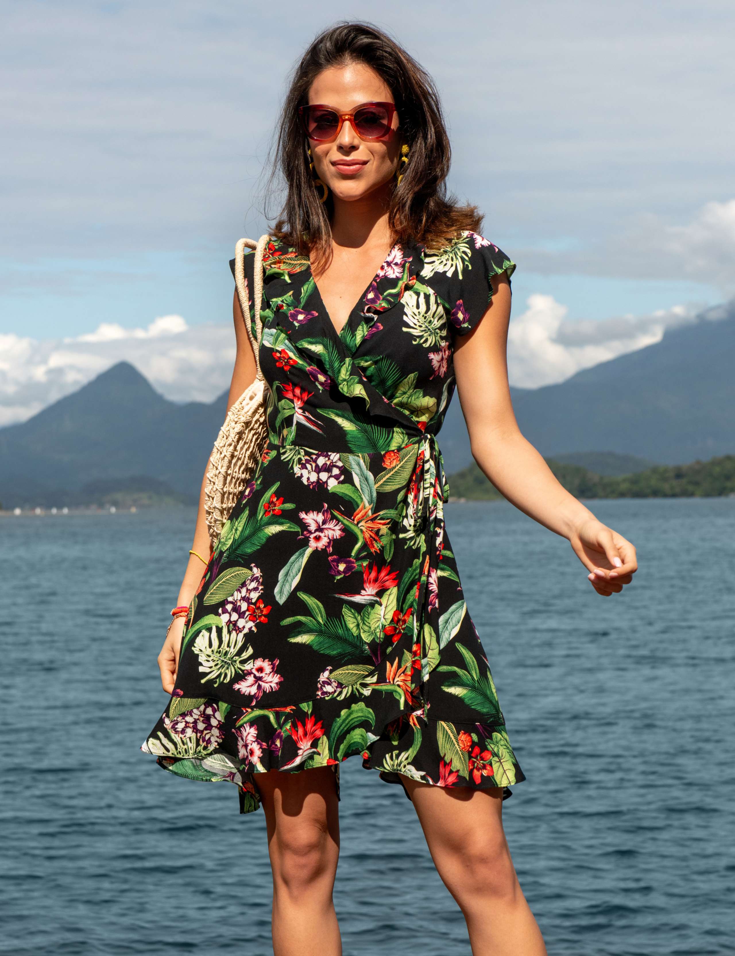 Frill Detail Wrap Beach Dress