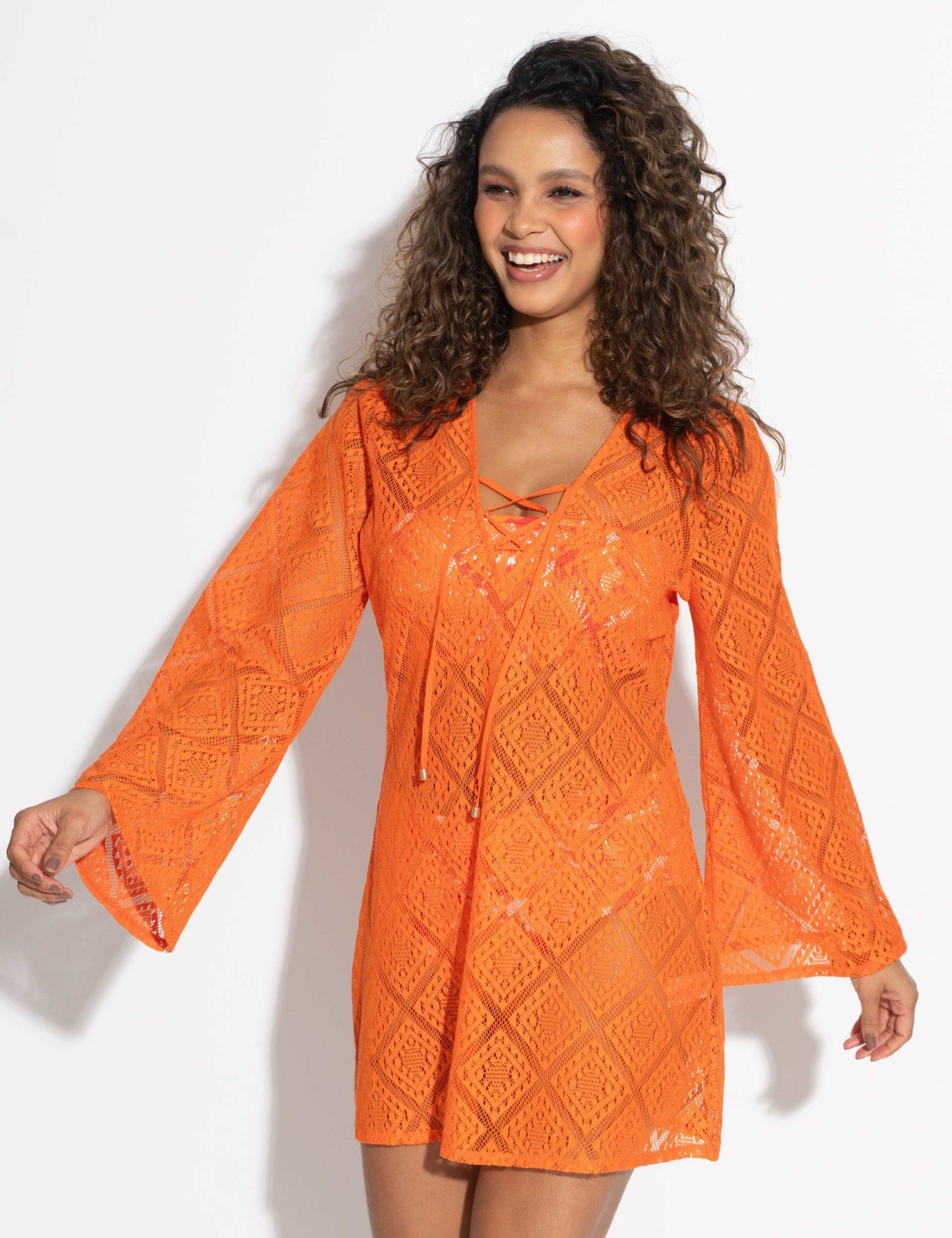 Free Spirit Lace Long Sleeve Beach Cover Up