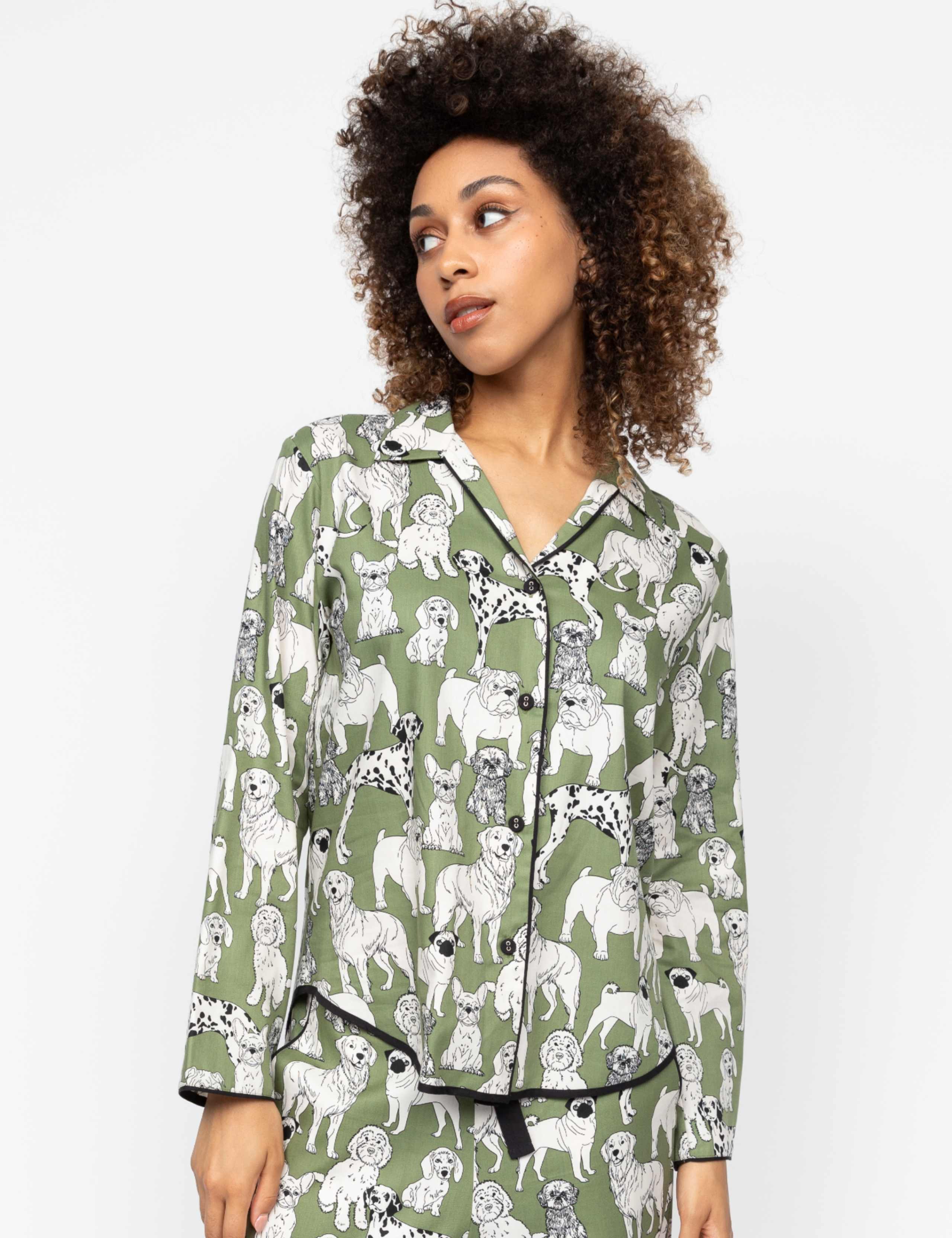 Cotton Modal Dog Print Pyjama Top