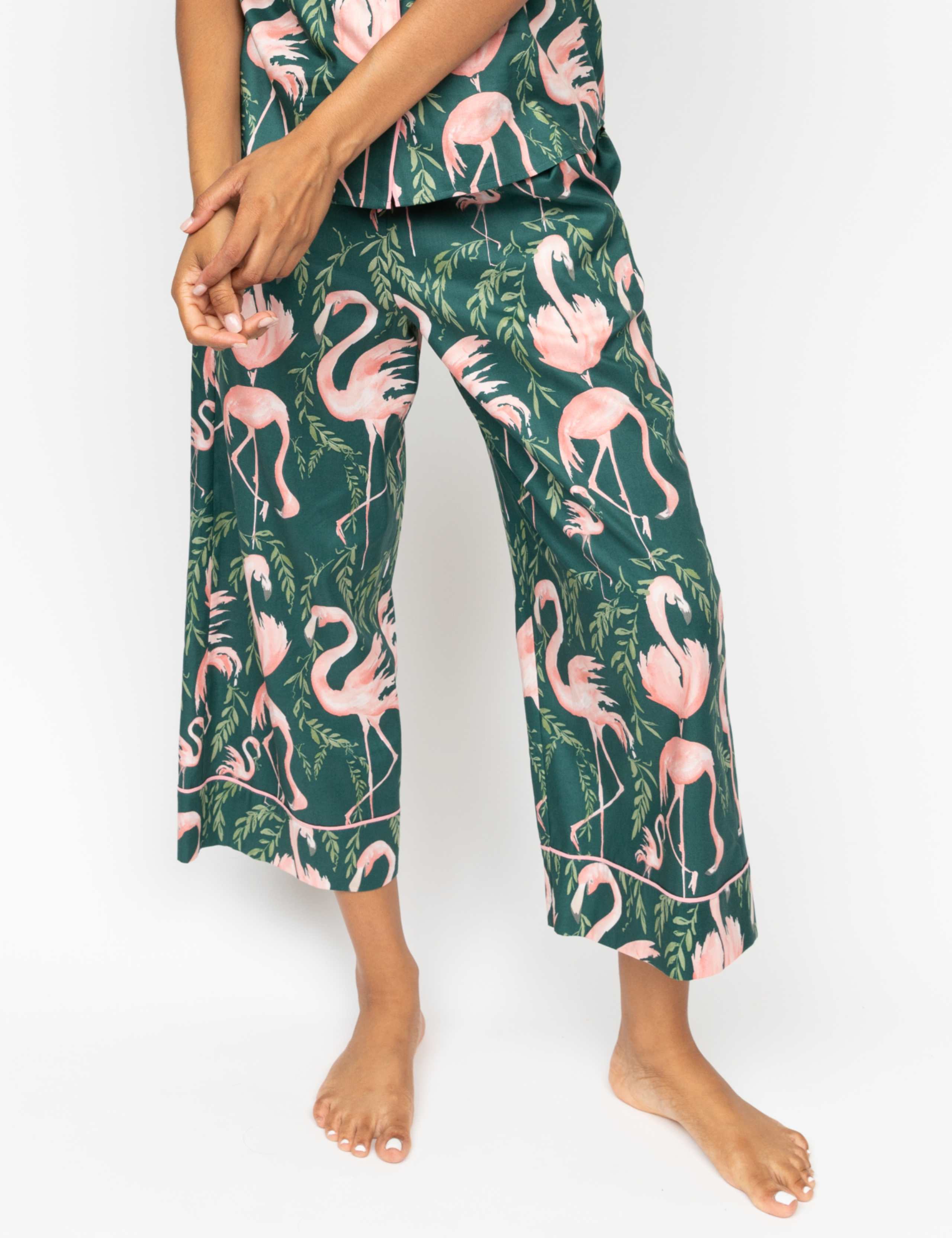 Cotton Modal Flamingo Cropped Pyjama Bottoms