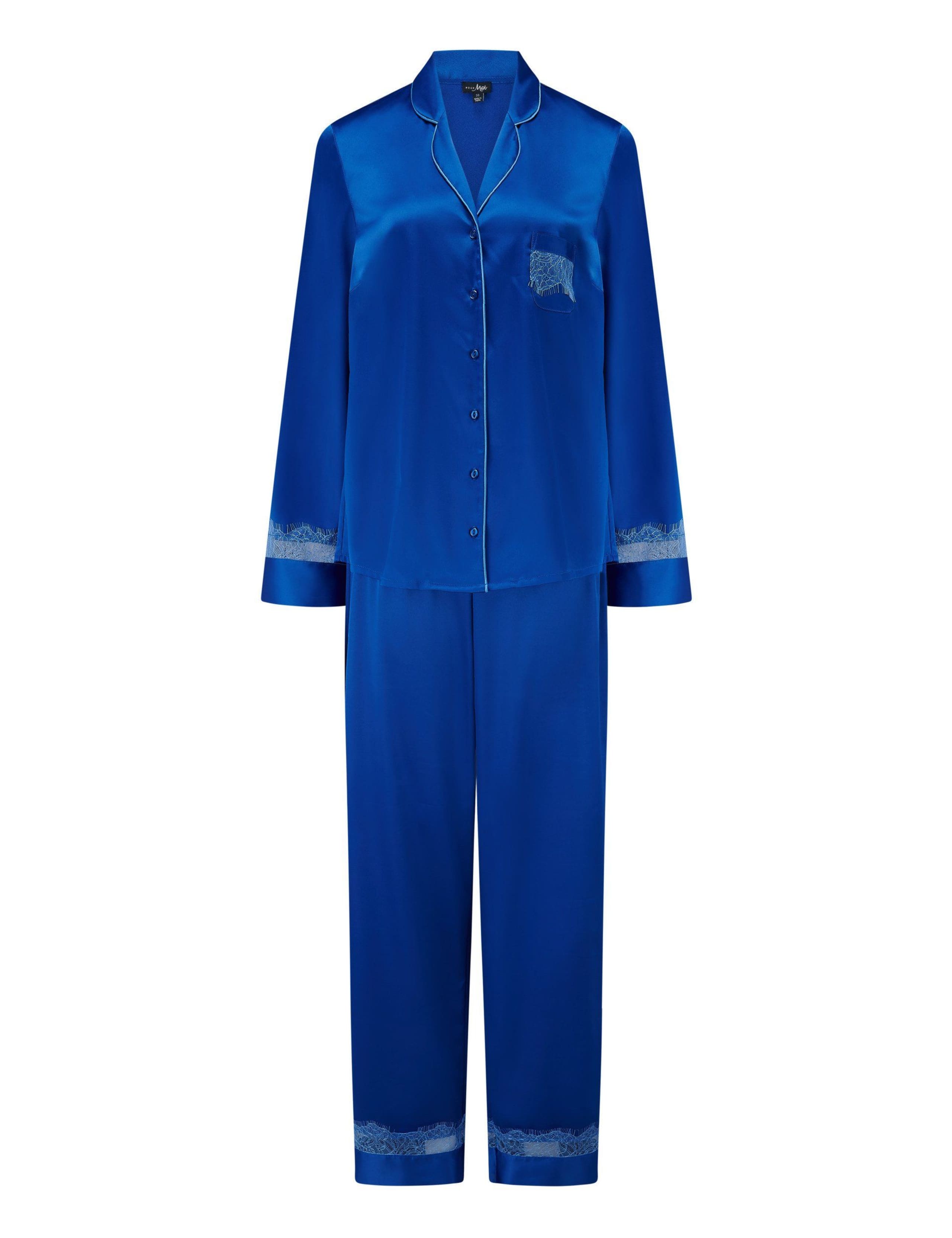 Dusk Satin and Lace Revere Collar Pyjama Set