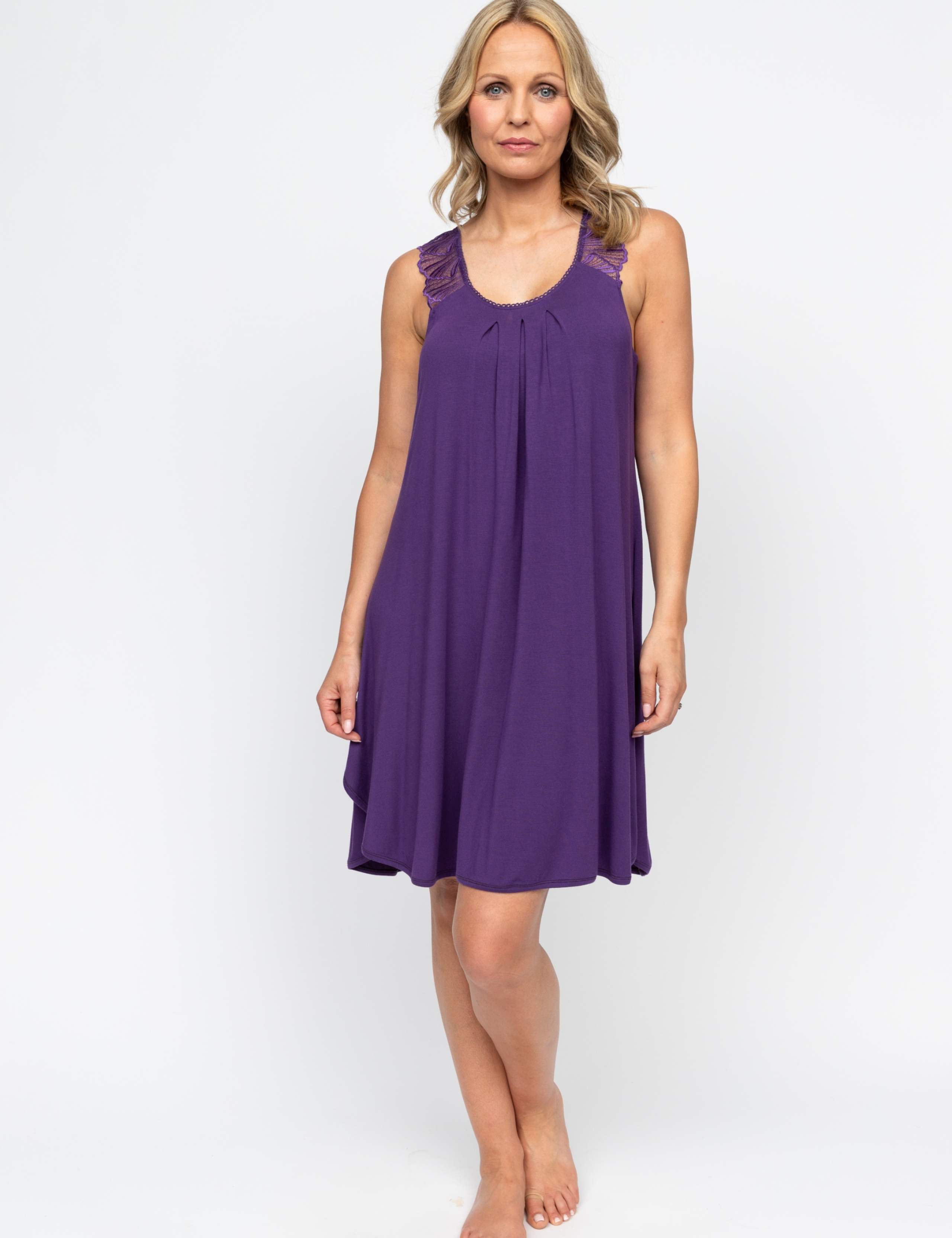 Jersey Lace Trim Strappy Nightdress