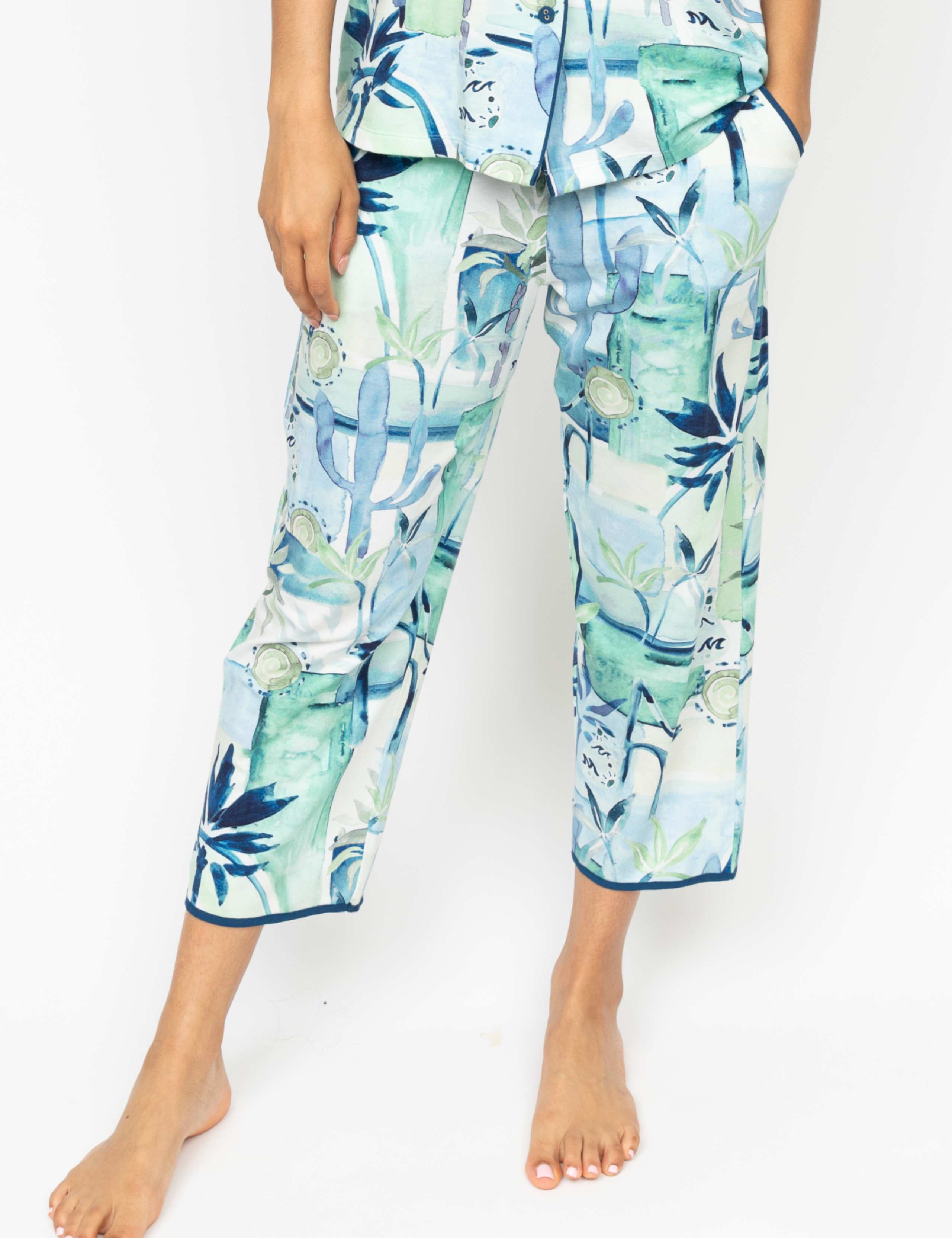 Cotton Modal Tropical Cropped Pyjama Bottoms
