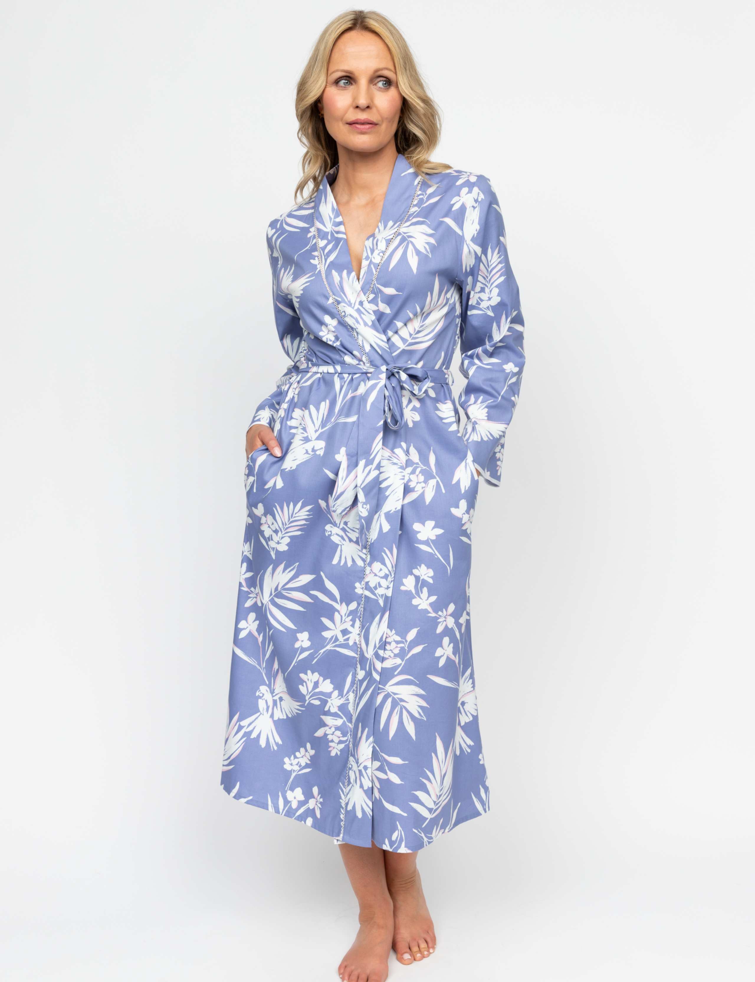 Cotton Modal Bird Print Dressing Gown