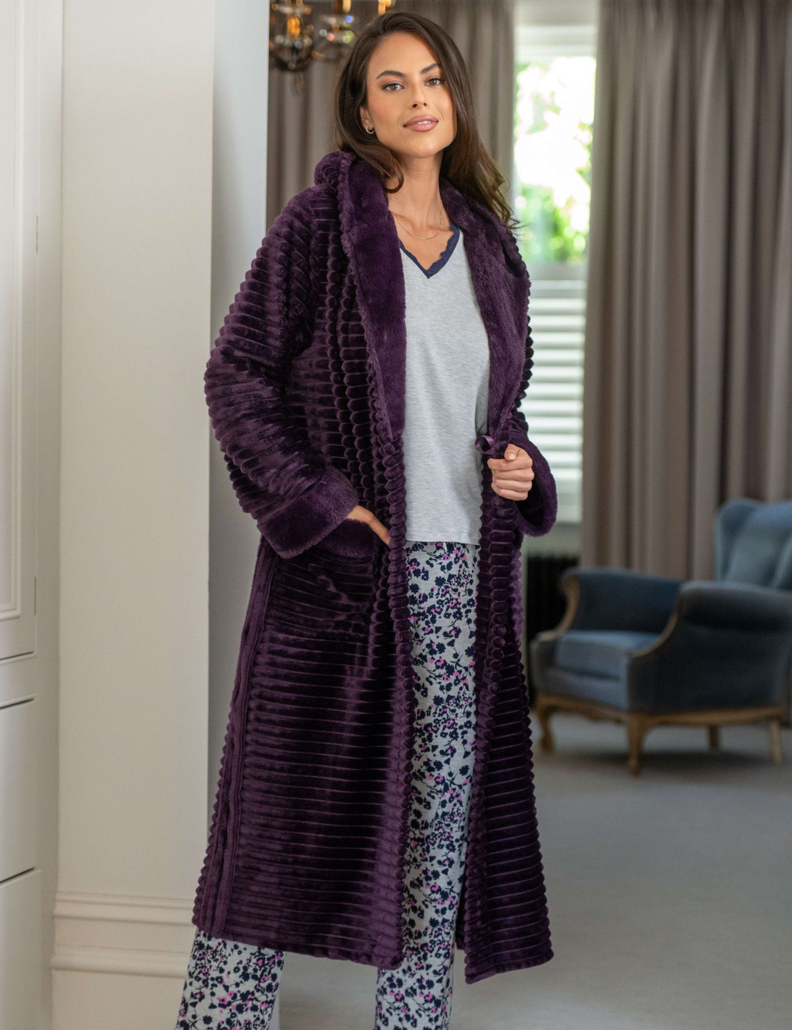 Ribbed Fleece Dressing Gown