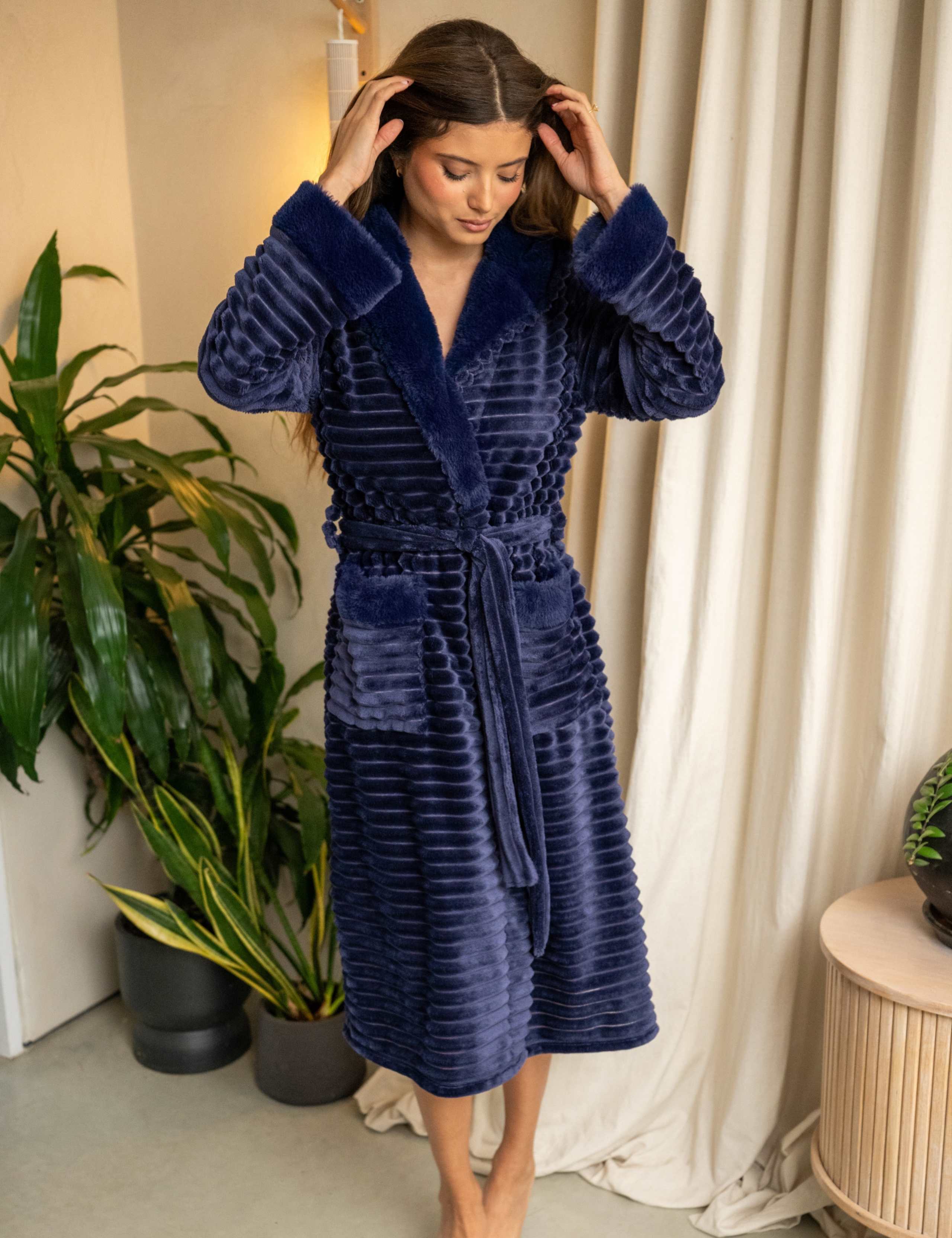 Ribbed Fleece Dressing Gown