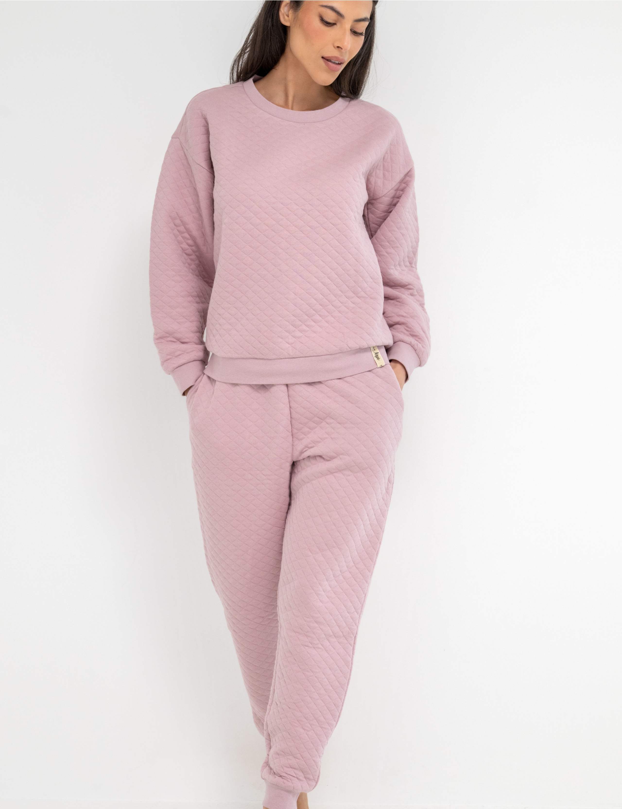 Cotton Rich Quilted Sweatshirt & Joggers Set