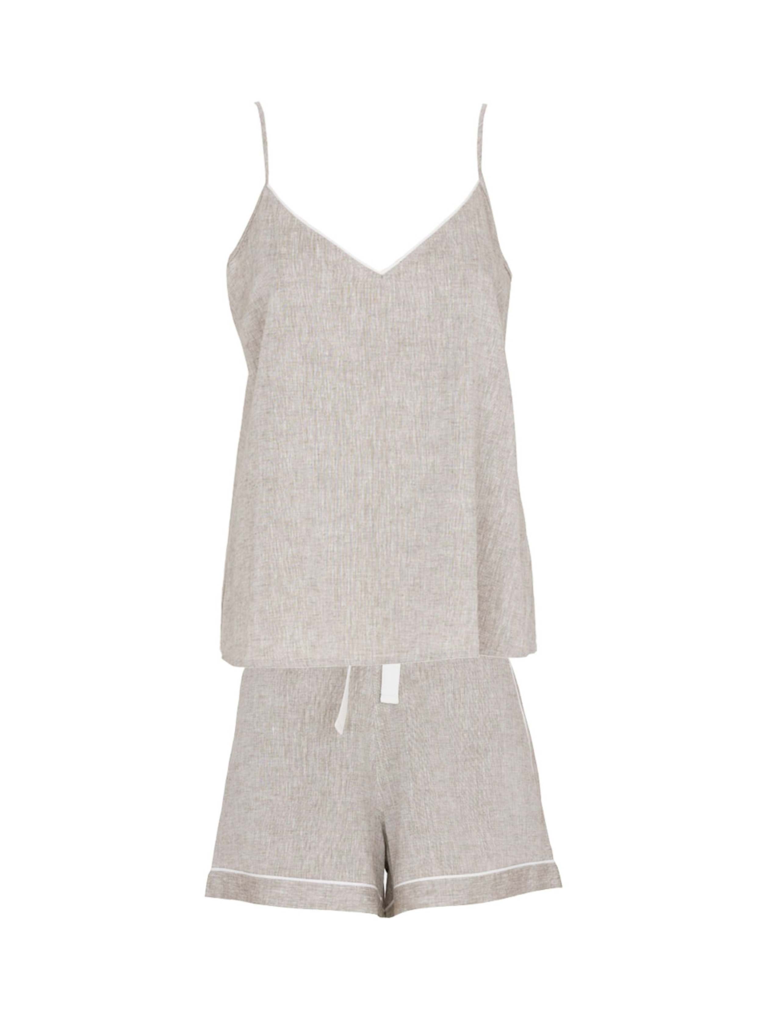Linen Blend Shortie Set