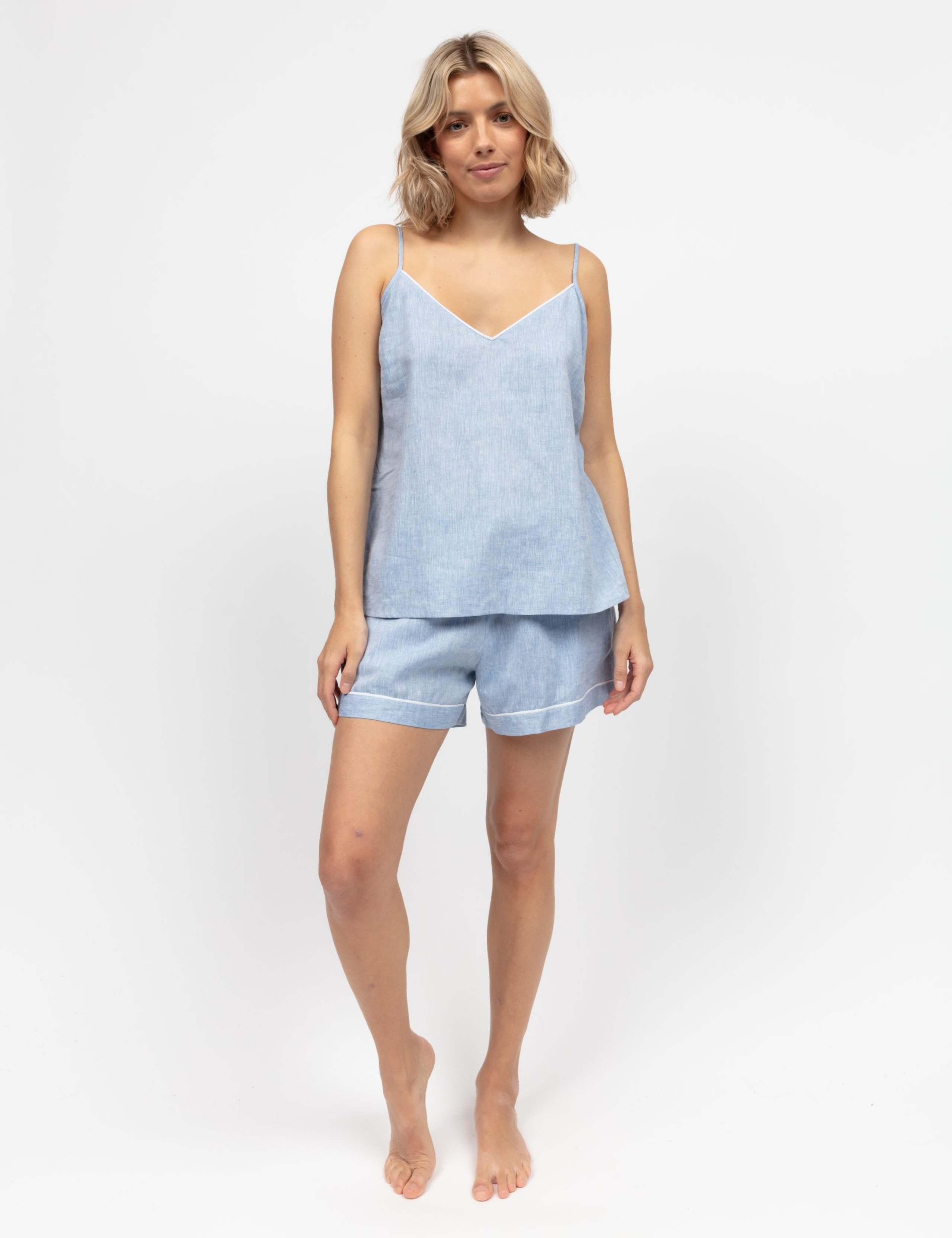 Linen Blend Camisole Shortie Set