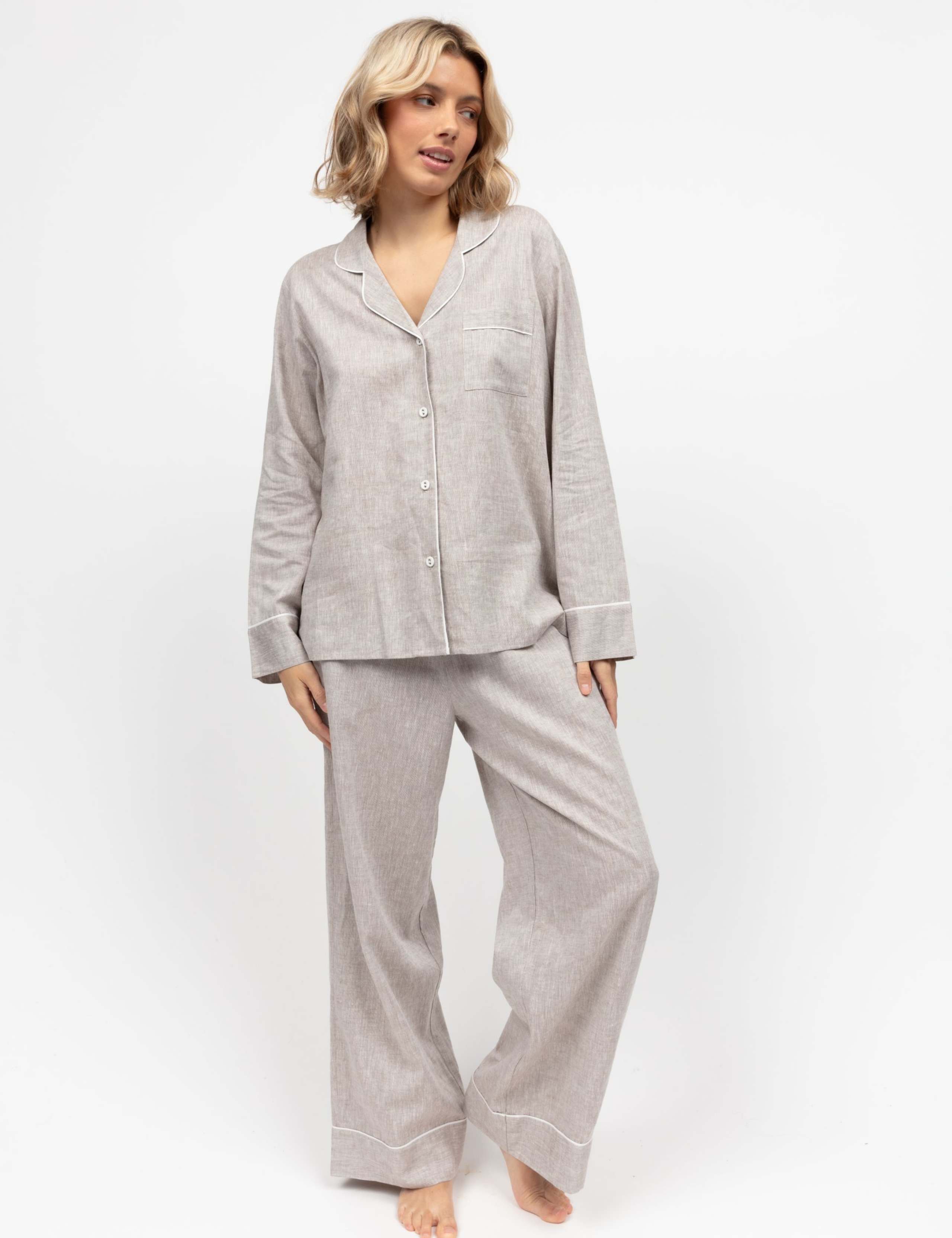 Linen Blend Pyjama Set