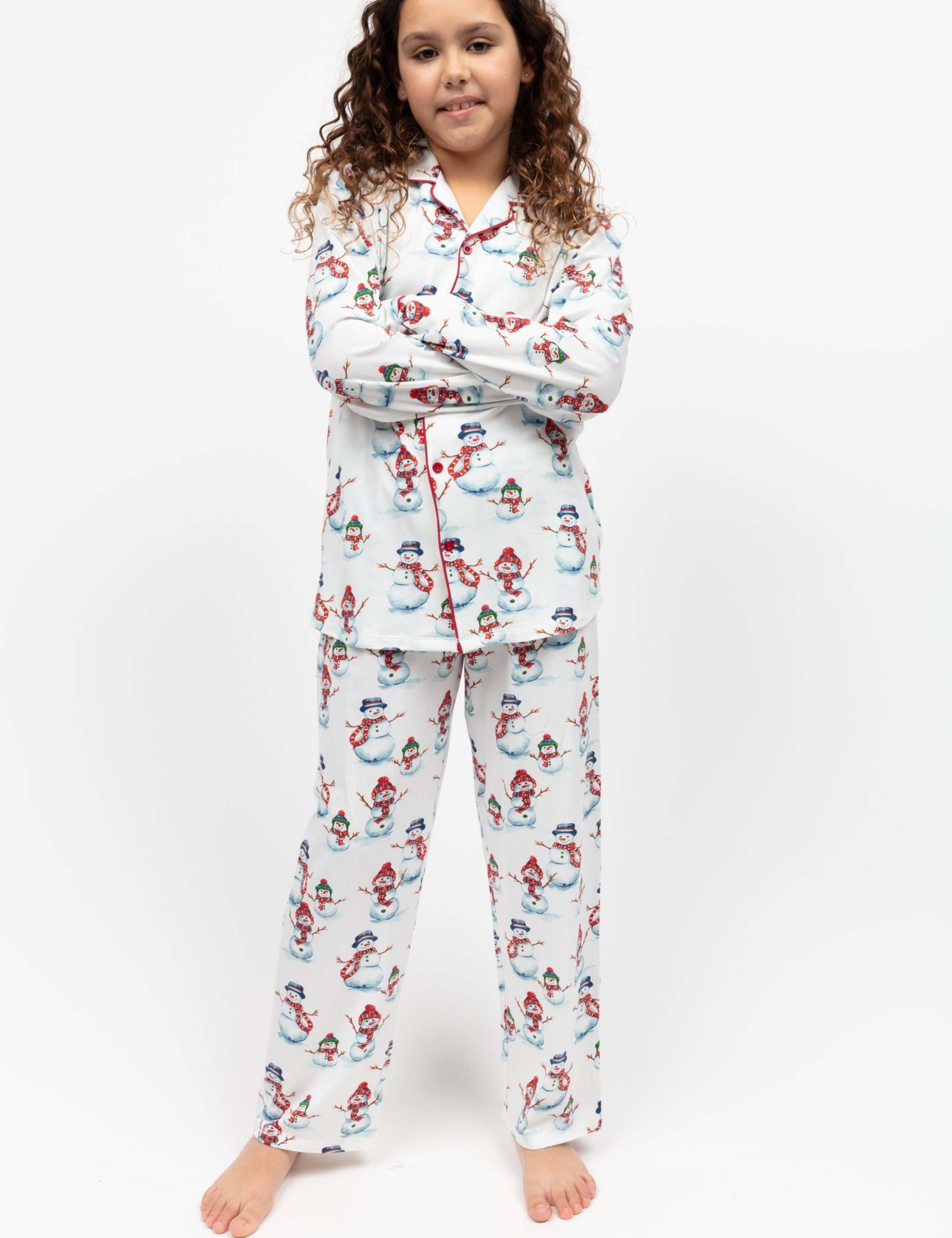 Cotton Blend Snowman Print Pyjamas (2-13 Yrs)