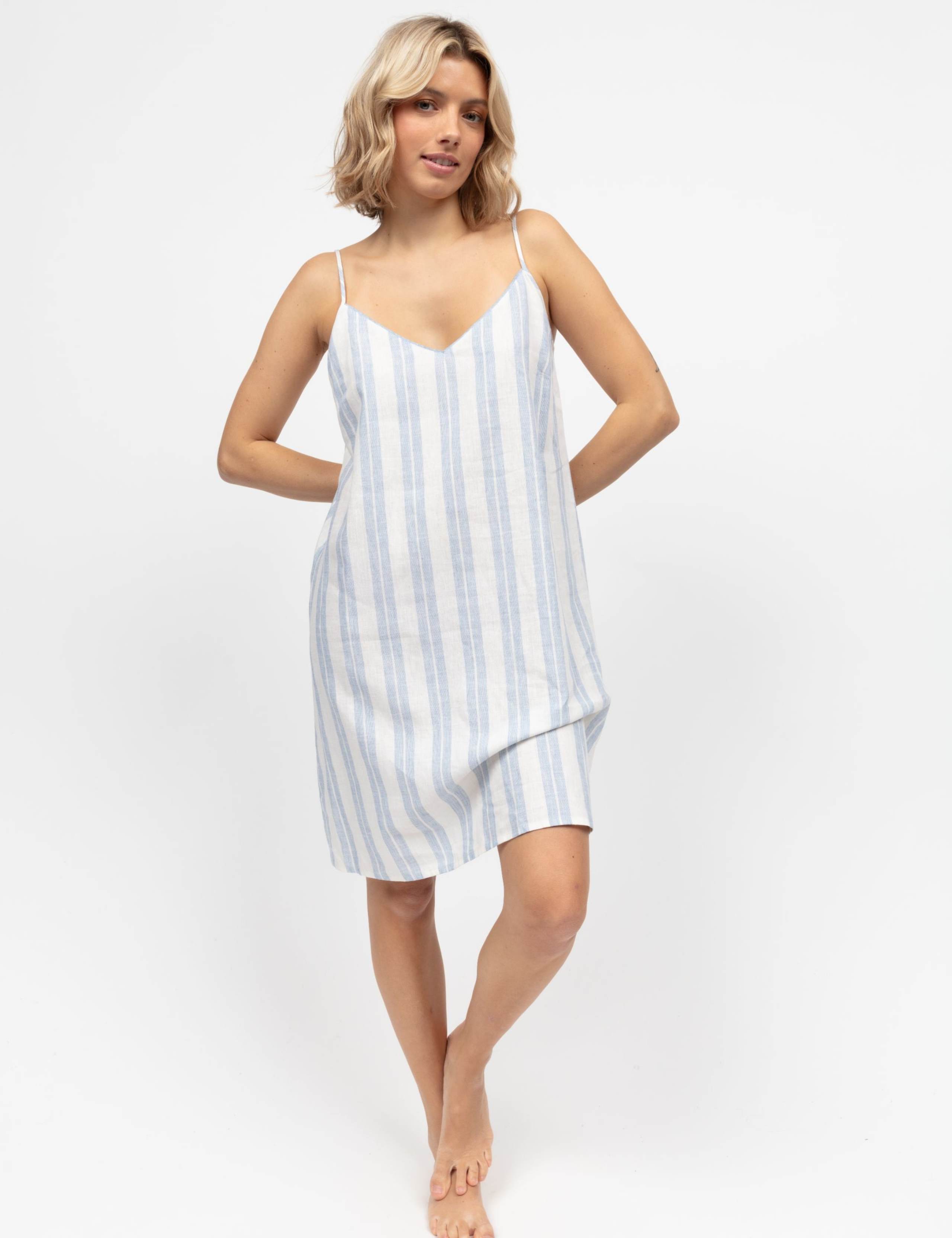 Linen Blend Striped Strappy Chemise