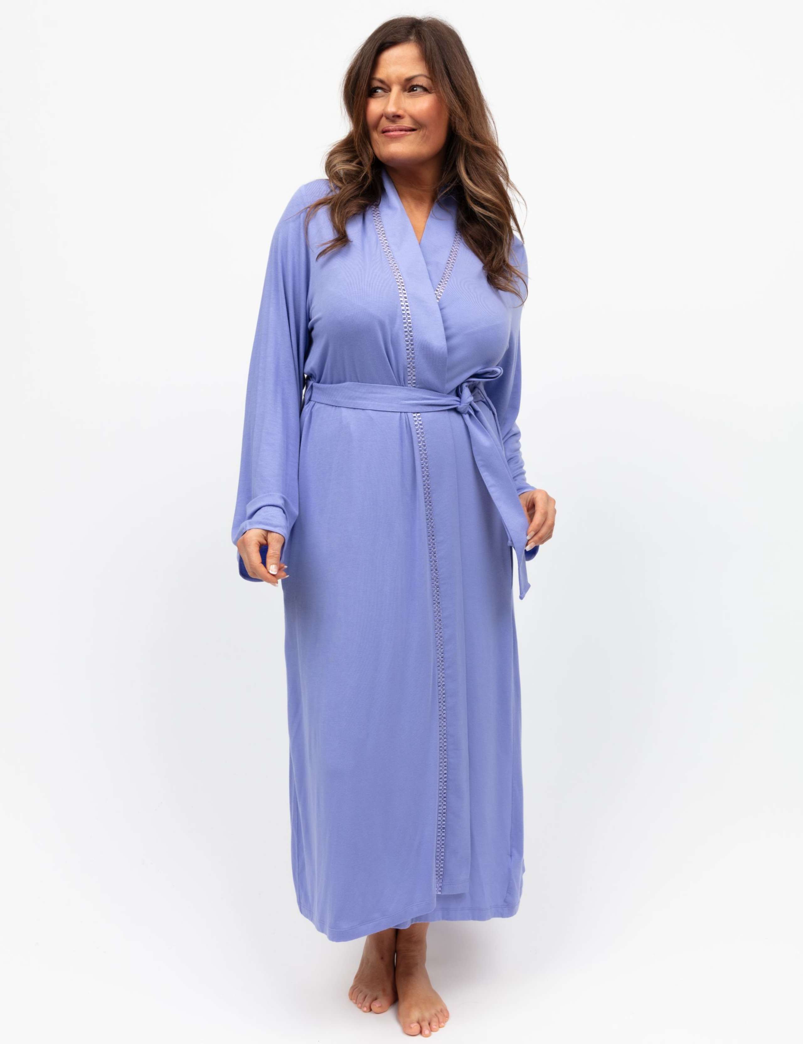 Modal Rich Jersey Textured Trim Dressing Gown