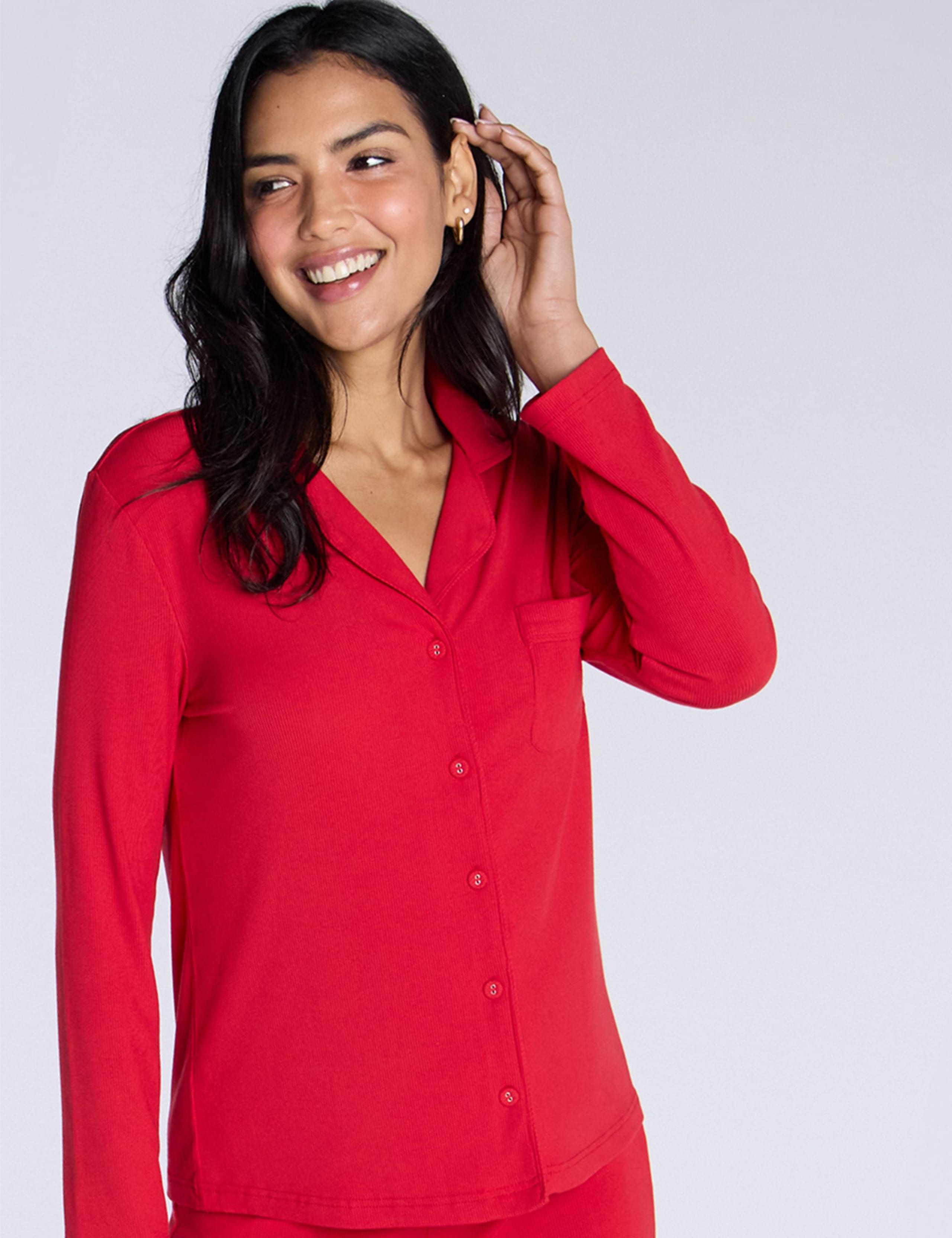 Modal Rich Ribbed Pyjama Top