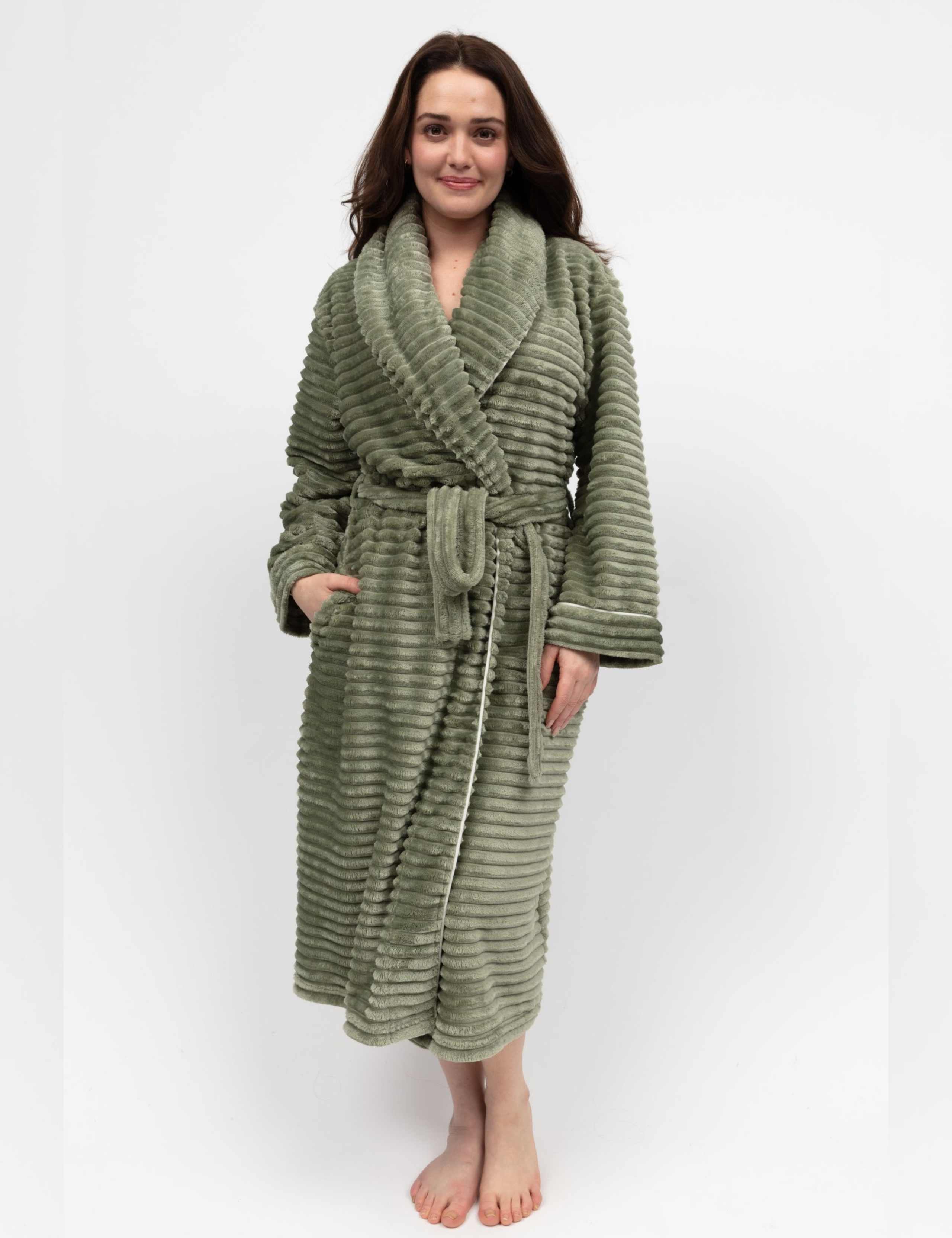 Striped Fleece Dressing Gown
