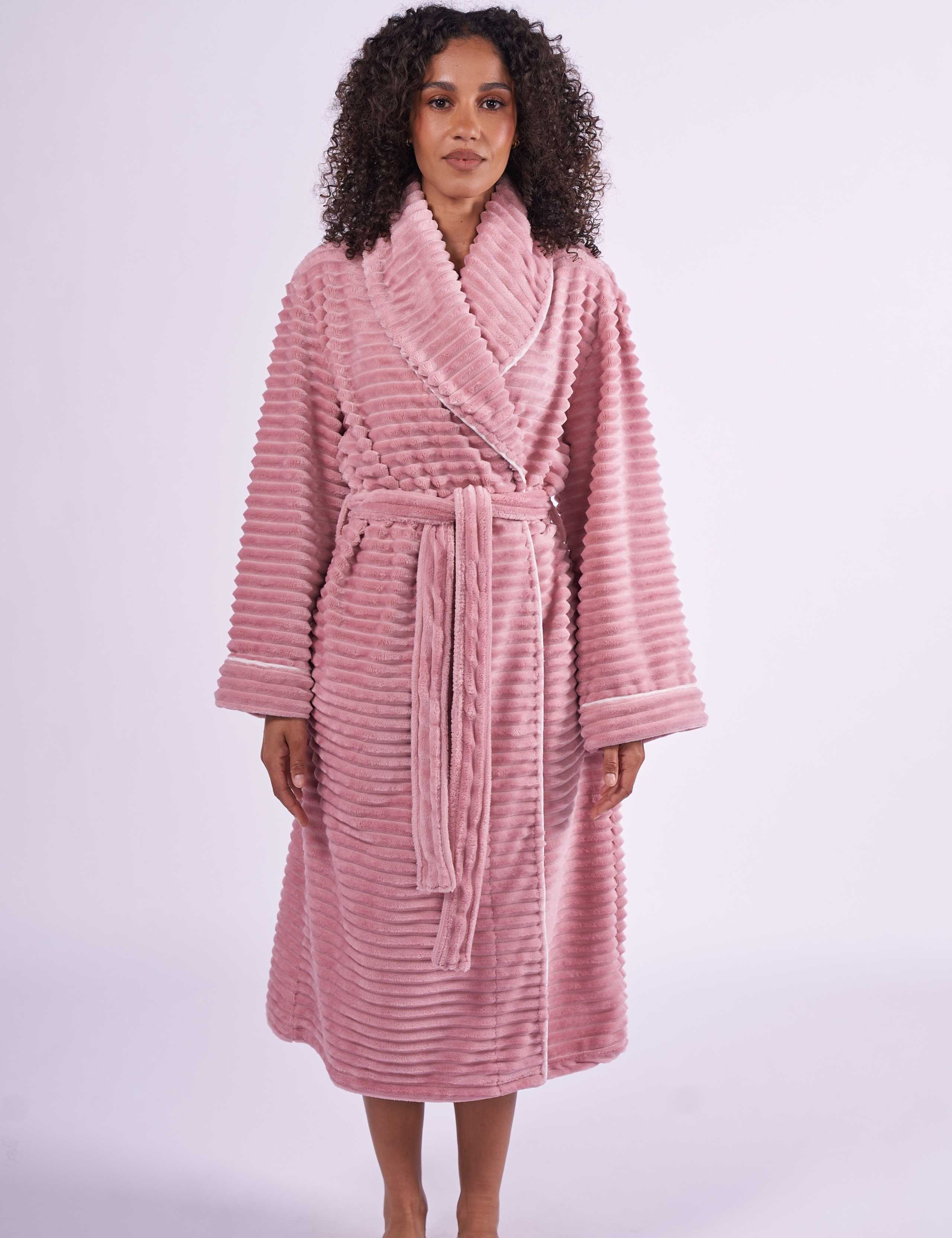 Striped Fleece Dressing Gown